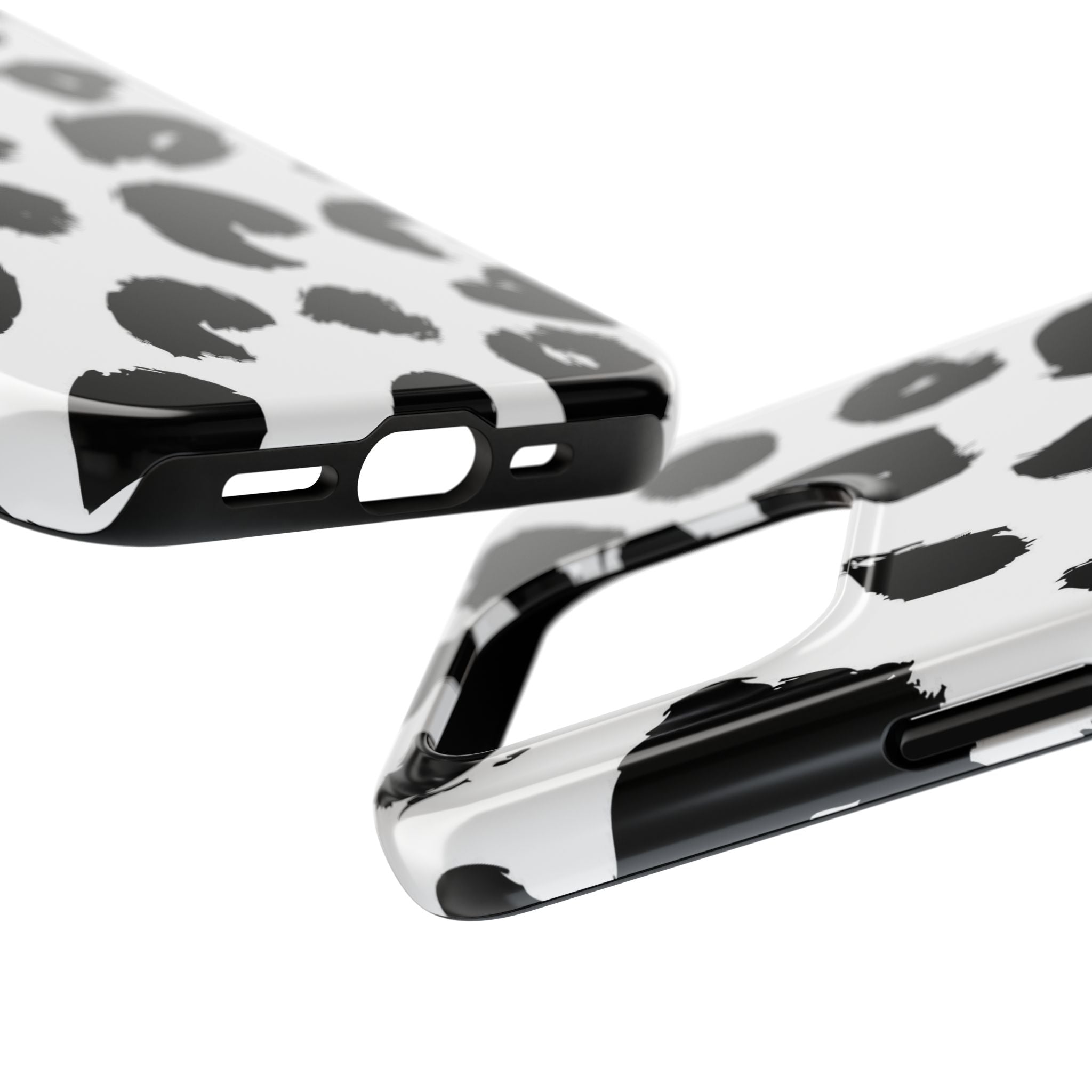 Black Brushstroke Leopard Tough Phone Case — Protective Animal Print iPhone Cover