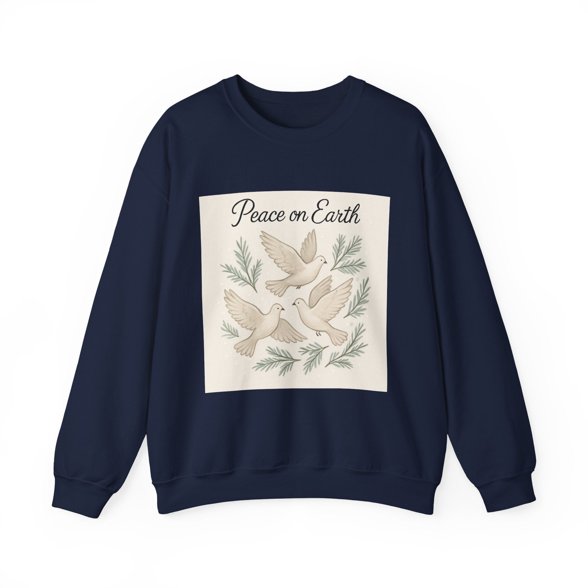 Peace on Earth Dove Crewneck Sweatshirt — Vintage Holiday Peace Graphic