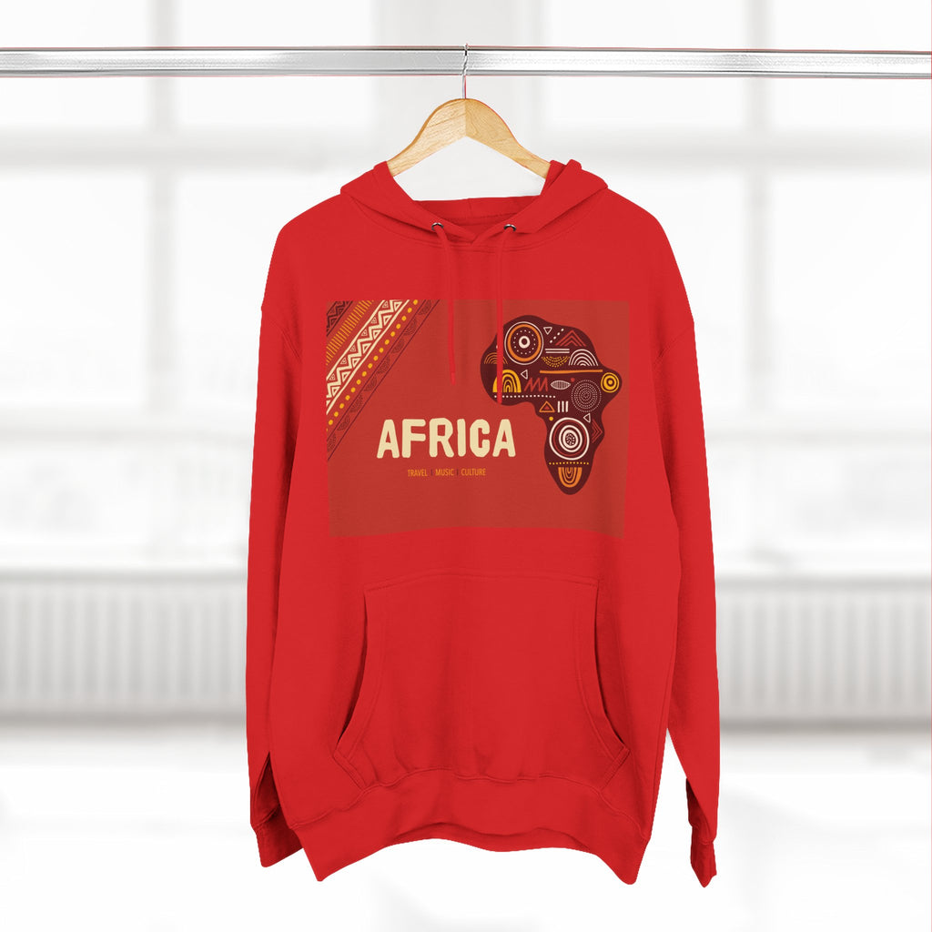 Africa Map Graphic Hoodie — African Pattern Tribal Design Fleece Pullover