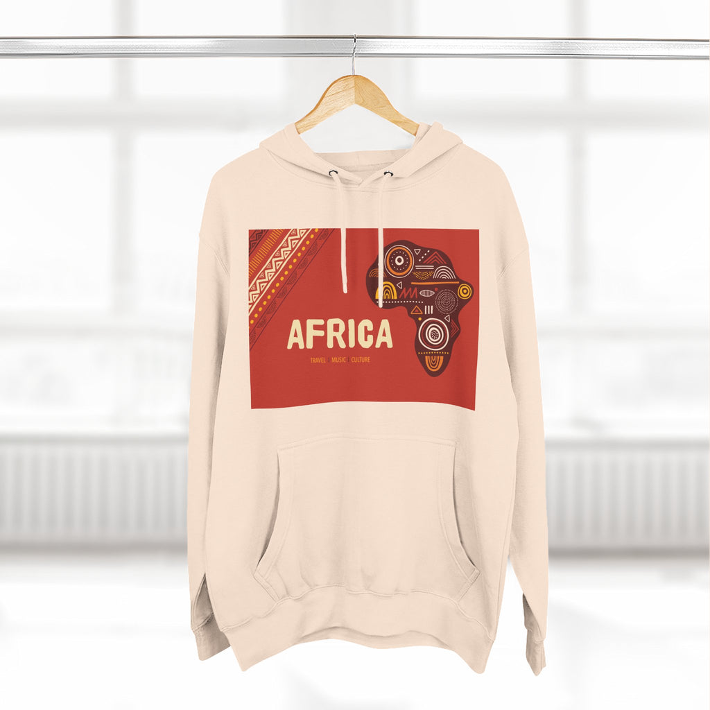 Africa Map Graphic Hoodie — African Pattern Tribal Design Fleece Pullover