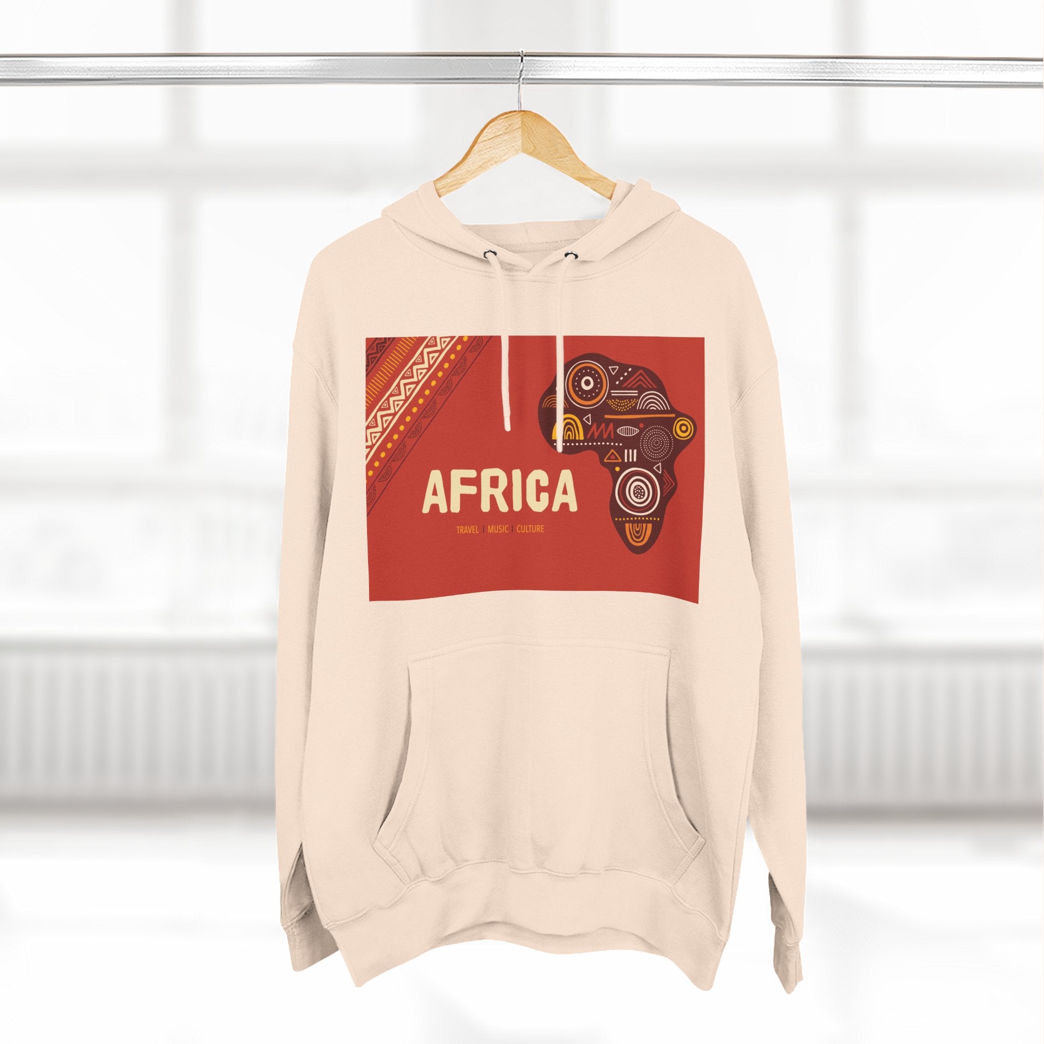 Africa Map Graphic Hoodie — African Pattern Tribal Design Fleece Pullover
