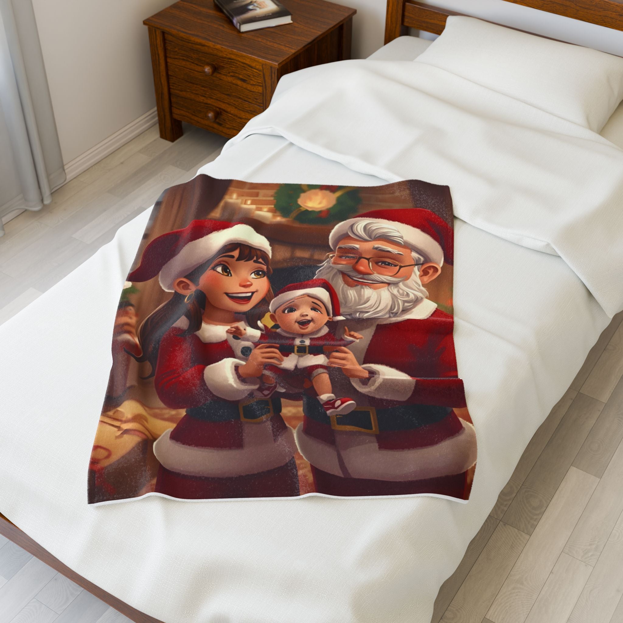 Christmas Family Santa Plush Blanket – Cozy Holiday Velveteen Throw