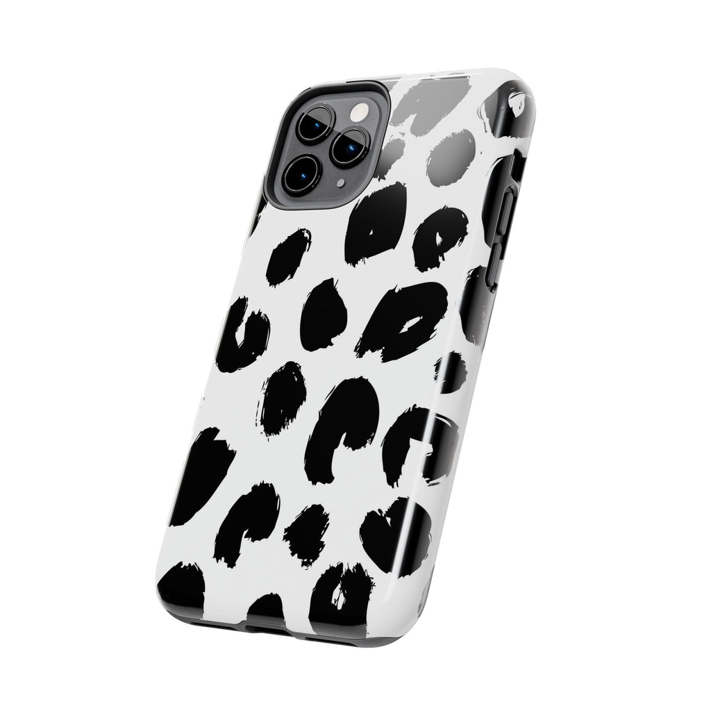 Black Brushstroke Leopard Tough Phone Case — Protective Animal Print iPhone Cover