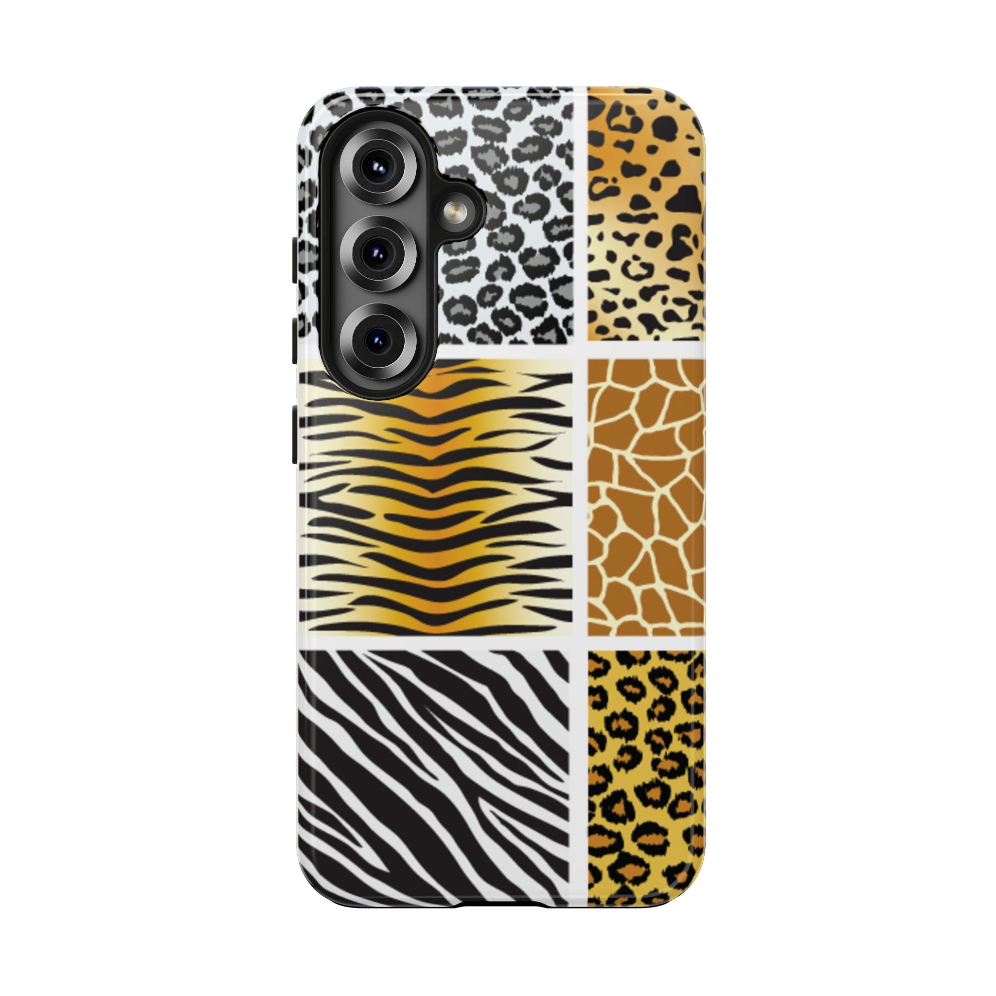 Wild Patchwork Tough Phone Case — Leopard, Zebra & Giraffe Animal Print
