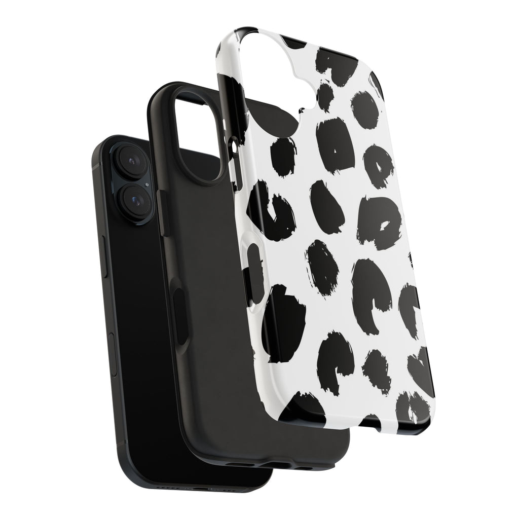 Black Brushstroke Leopard Tough Phone Case — Protective Animal Print iPhone Cover