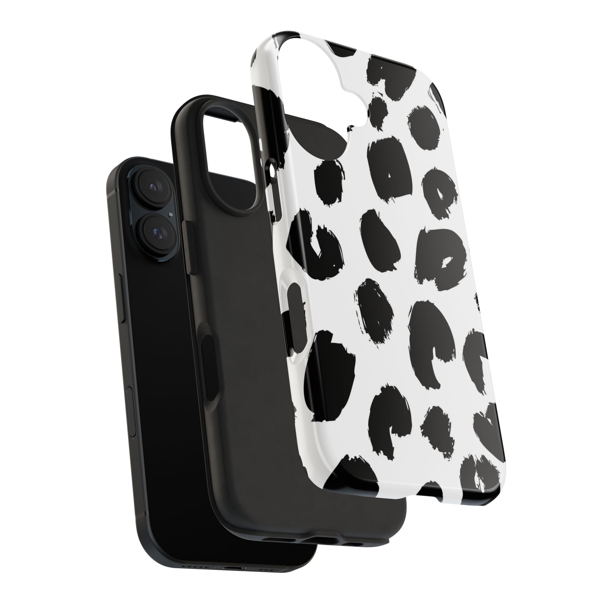 Black Brushstroke Leopard Tough Phone Case — Protective Animal Print iPhone Cover