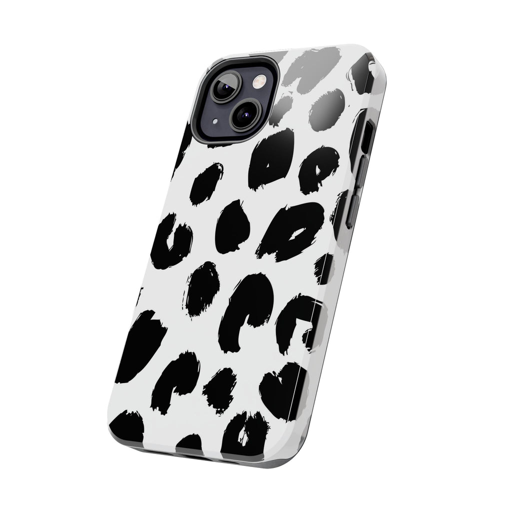 Black Brushstroke Leopard Tough Phone Case — Protective Animal Print iPhone Cover