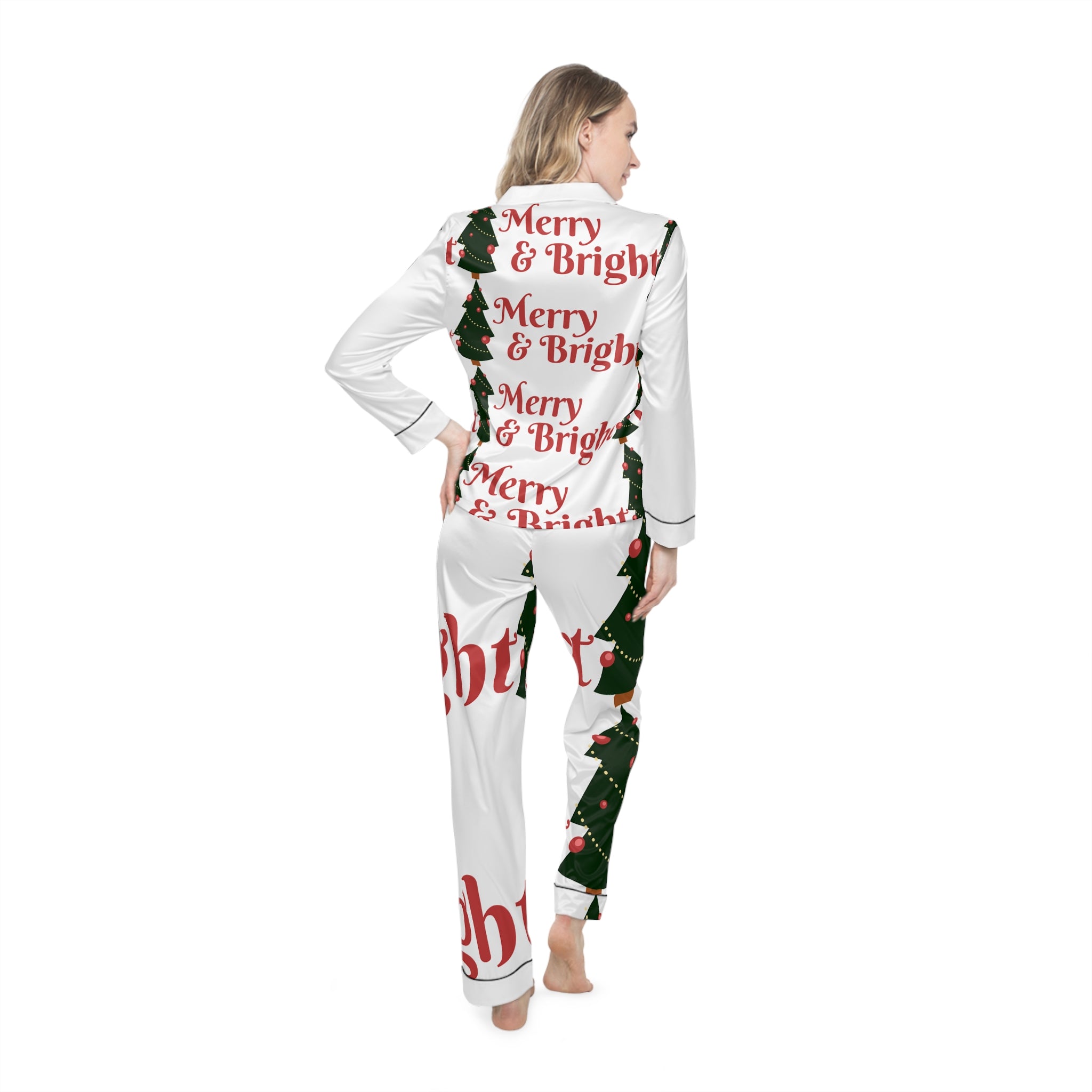Merry & Bright Satin Pajamas — Women’s Christmas Sleep Set