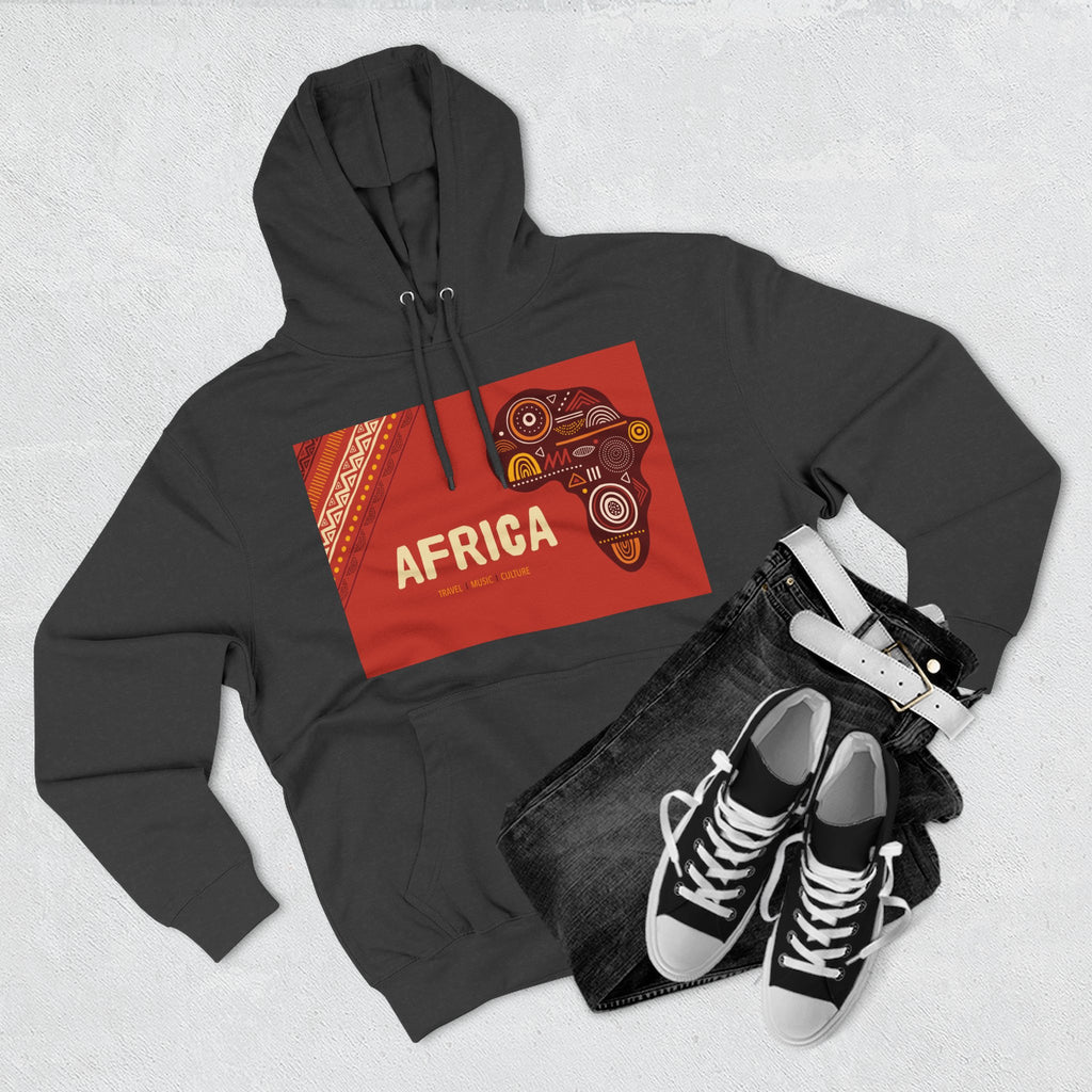 Africa Map Graphic Hoodie — African Pattern Tribal Design Fleece Pullover
