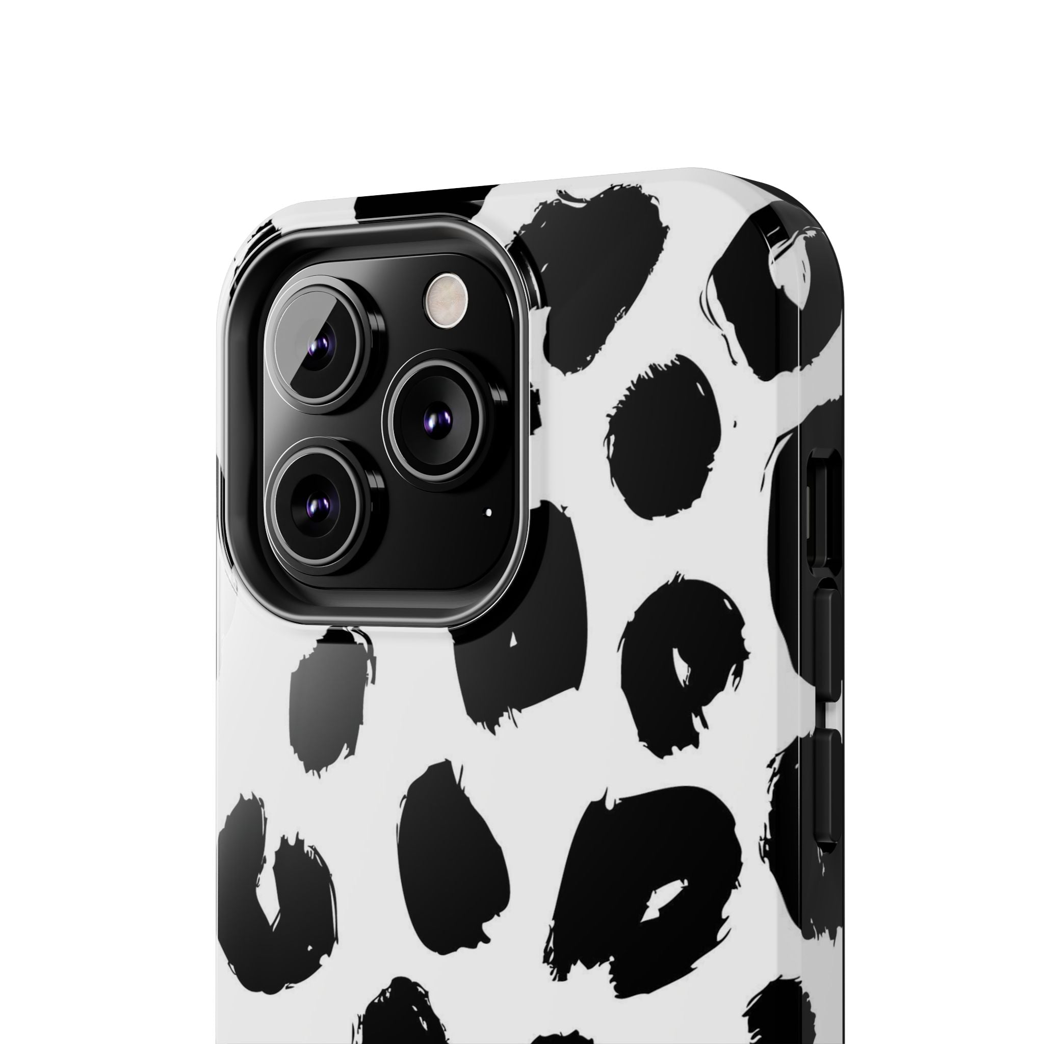 Black Brushstroke Leopard Tough Phone Case — Protective Animal Print iPhone Cover