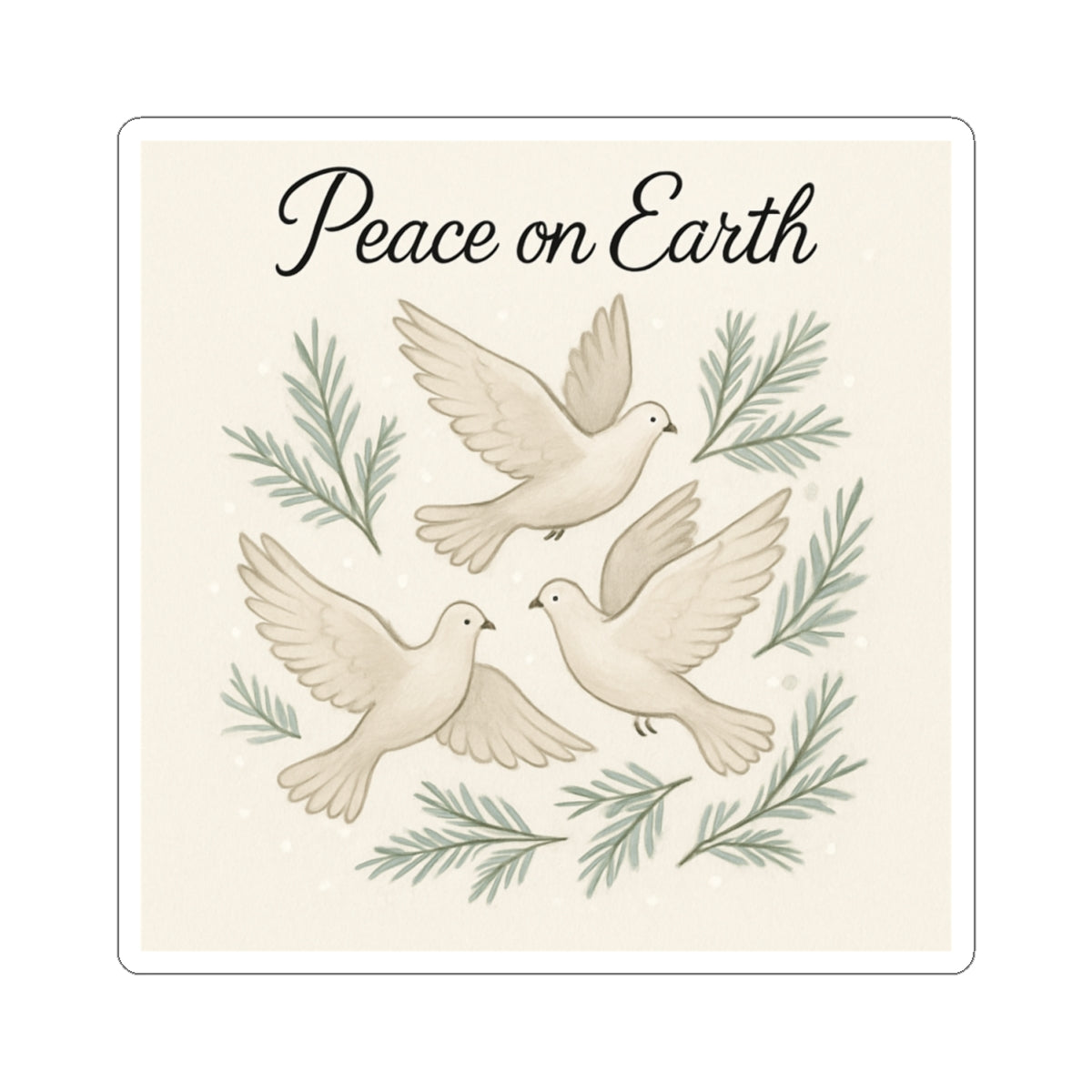 Peace on Earth Dove Sticker — Vintage Holiday Kiss-Cut Sticker