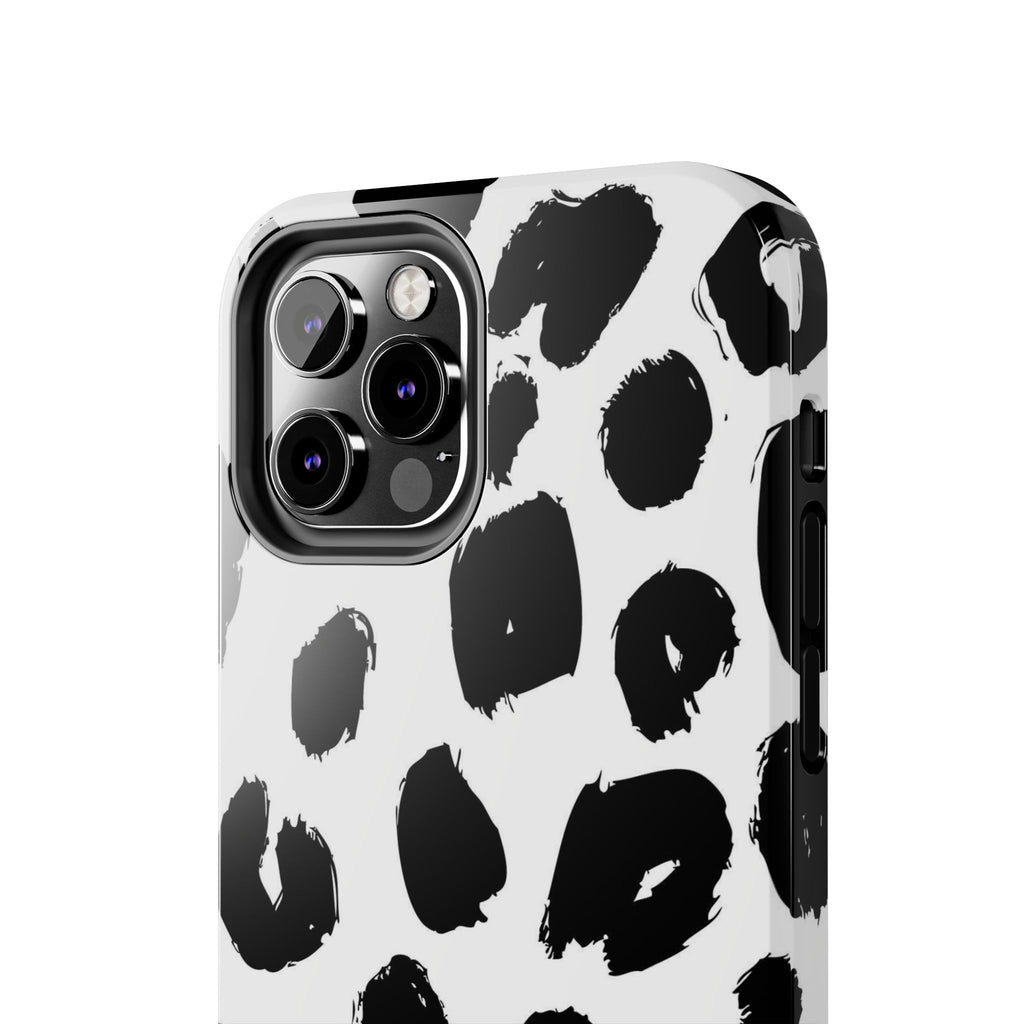 Black Brushstroke Leopard Tough Phone Case — Protective Animal Print iPhone Cover