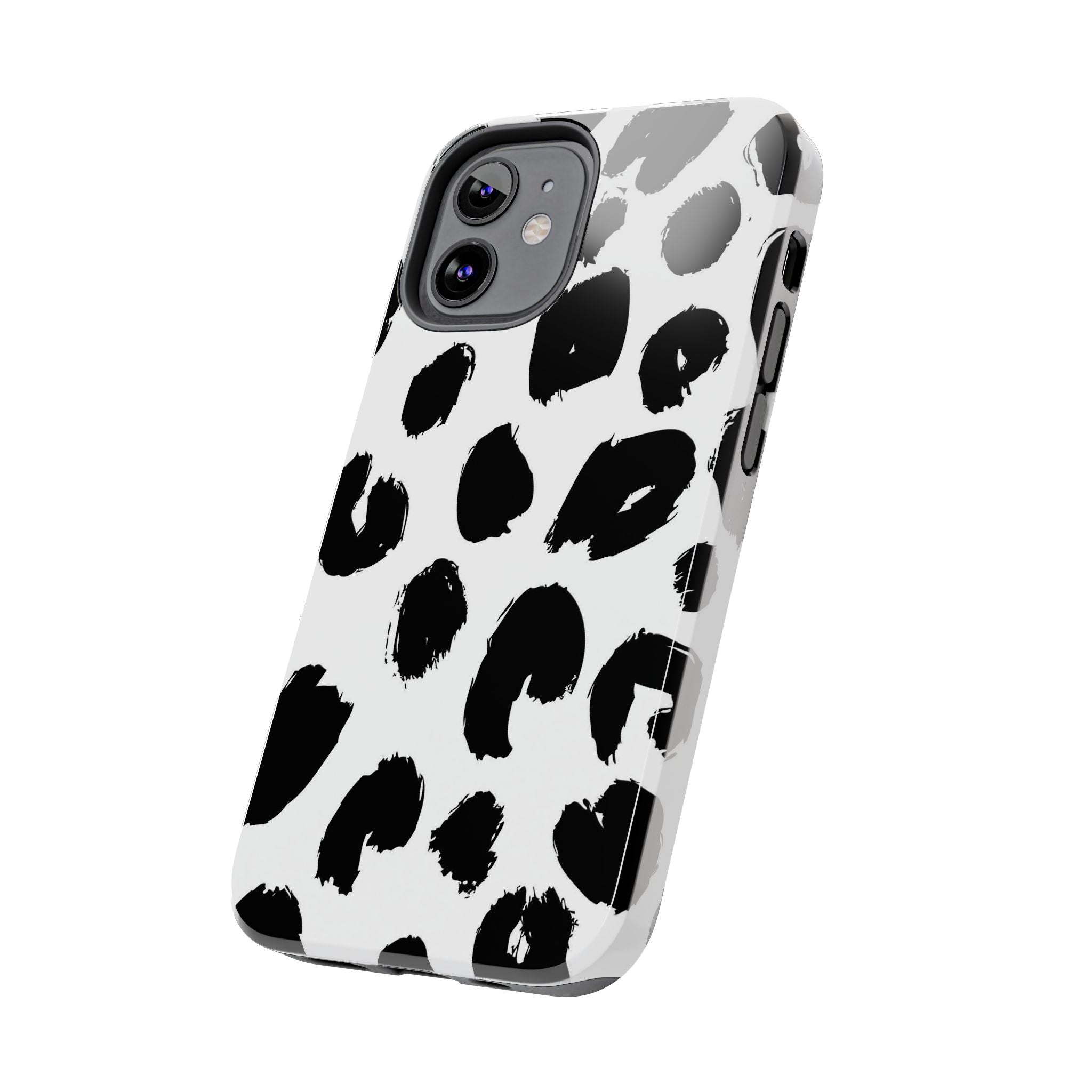 Black Brushstroke Leopard Tough Phone Case — Protective Animal Print iPhone Cover