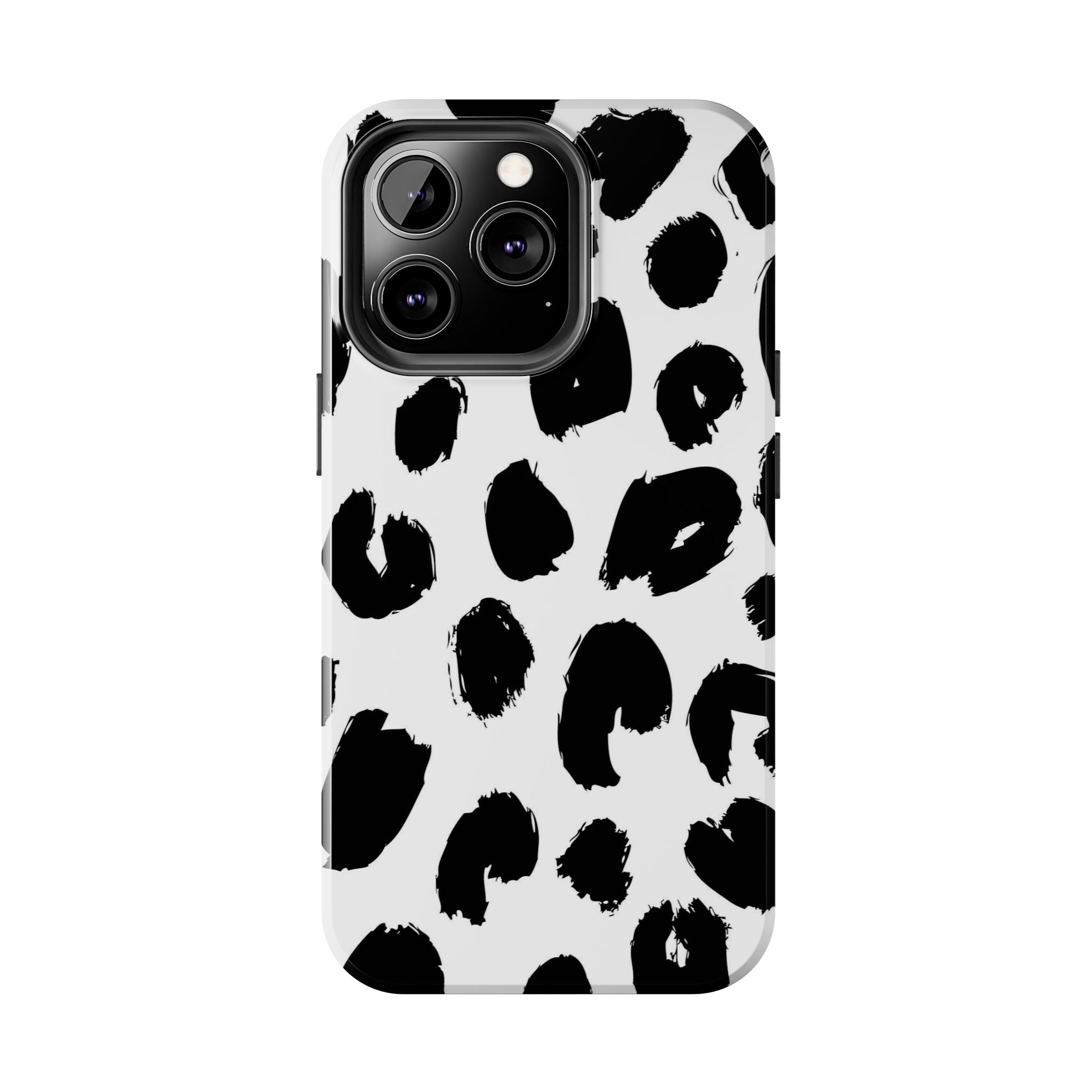 Black Brushstroke Leopard Tough Phone Case — Protective Animal Print iPhone Cover