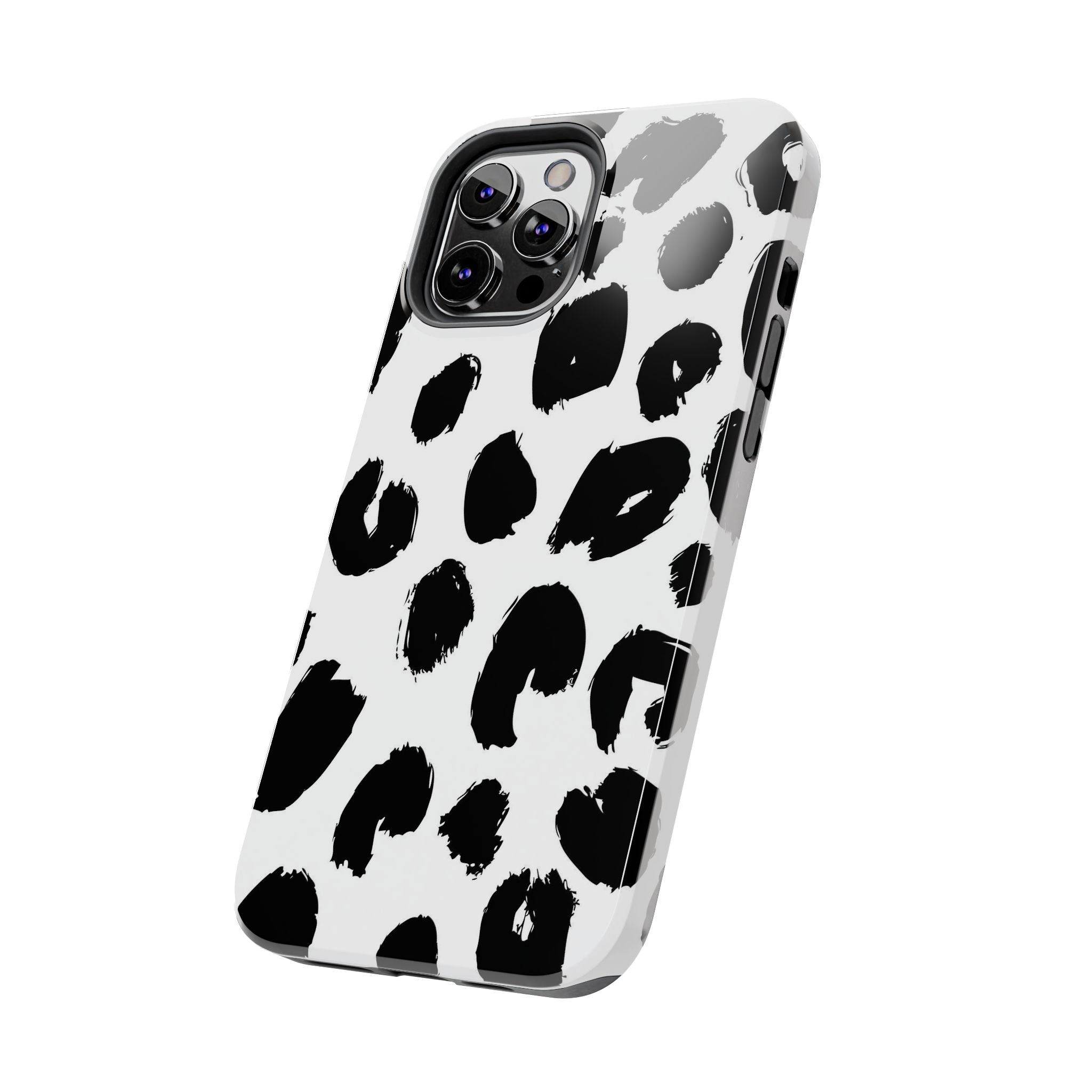 Black Brushstroke Leopard Tough Phone Case — Protective Animal Print iPhone Cover