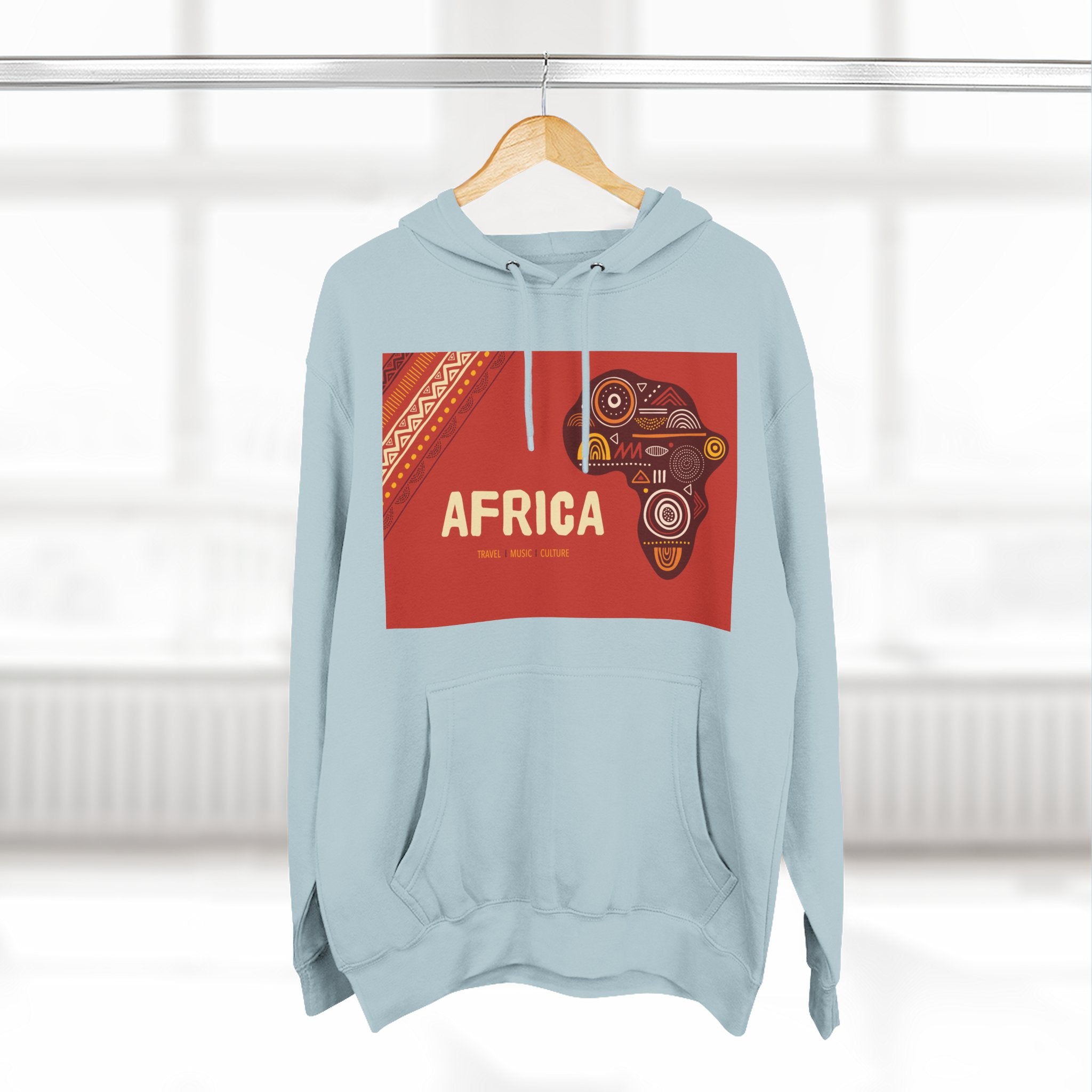 Africa Map Graphic Hoodie — African Pattern Tribal Design Fleece Pullover