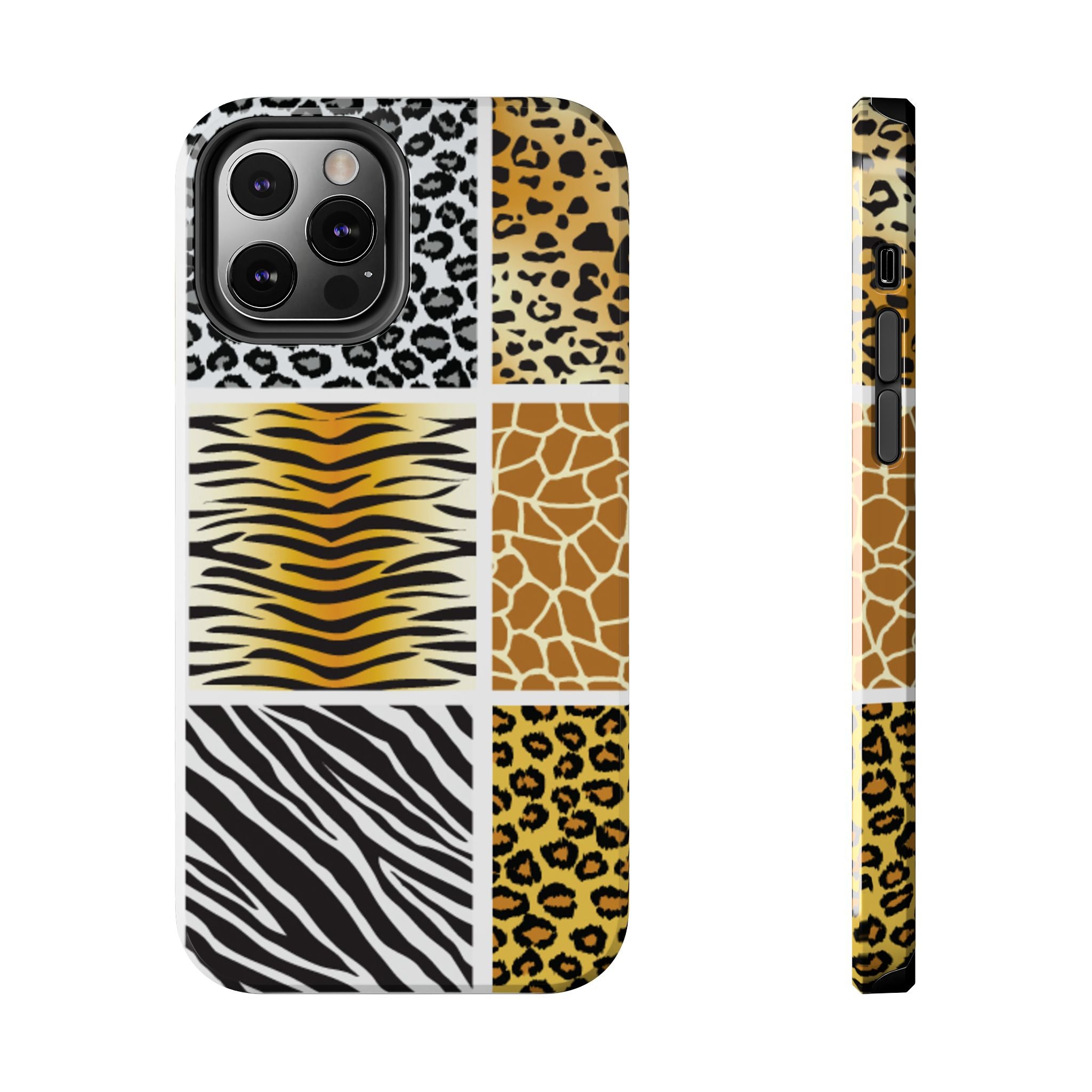 Wild Patchwork Tough Phone Case — Leopard, Zebra & Giraffe Animal Print