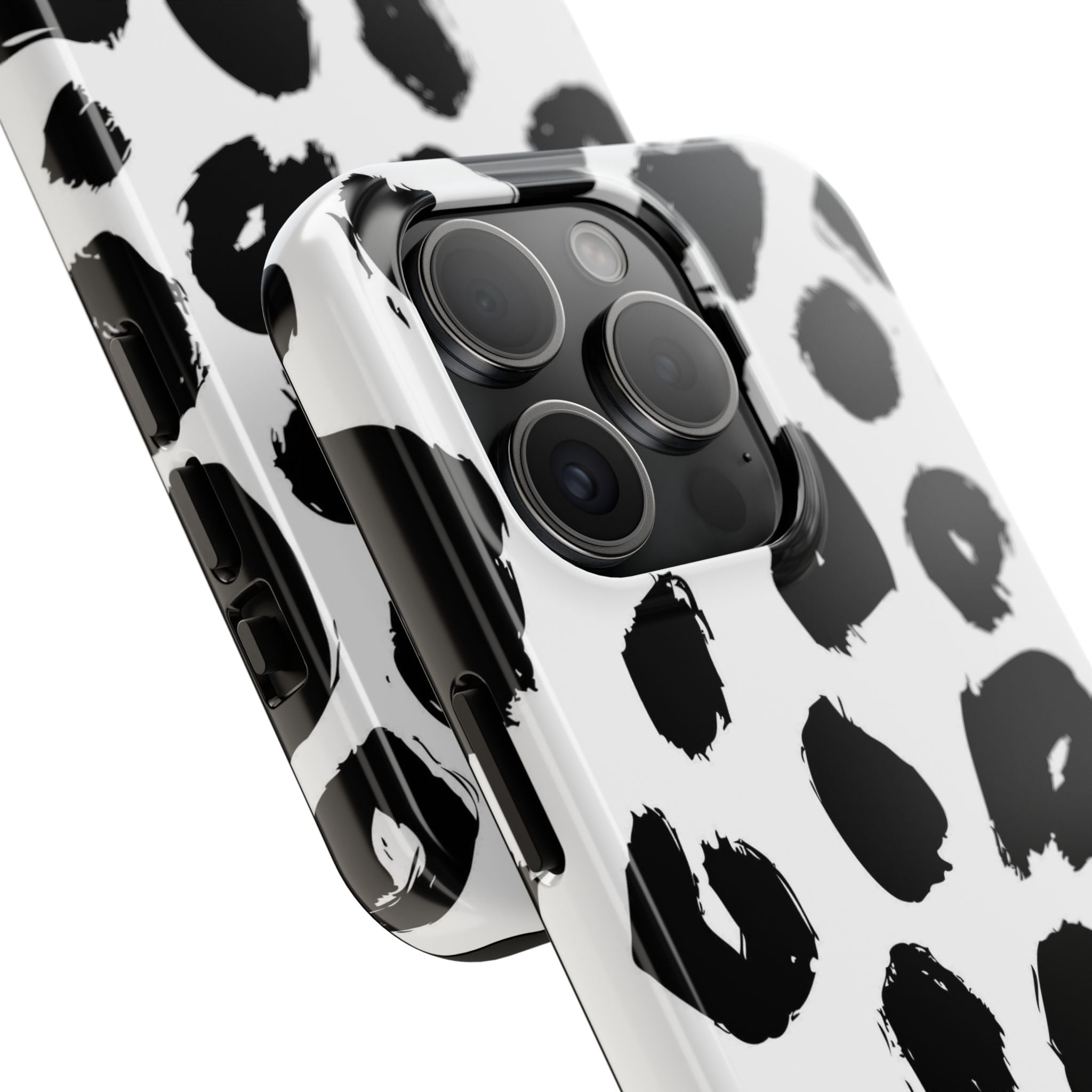 Black Brushstroke Leopard Tough Phone Case — Protective Animal Print iPhone Cover