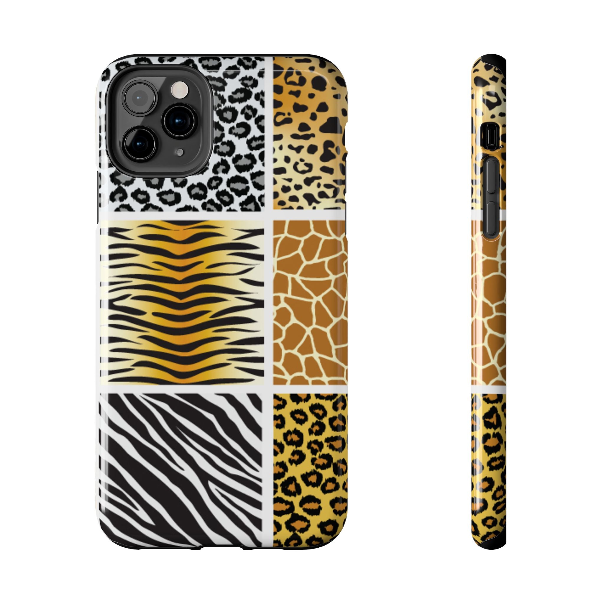 Wild Patchwork Tough Phone Case — Leopard, Zebra & Giraffe Animal Print