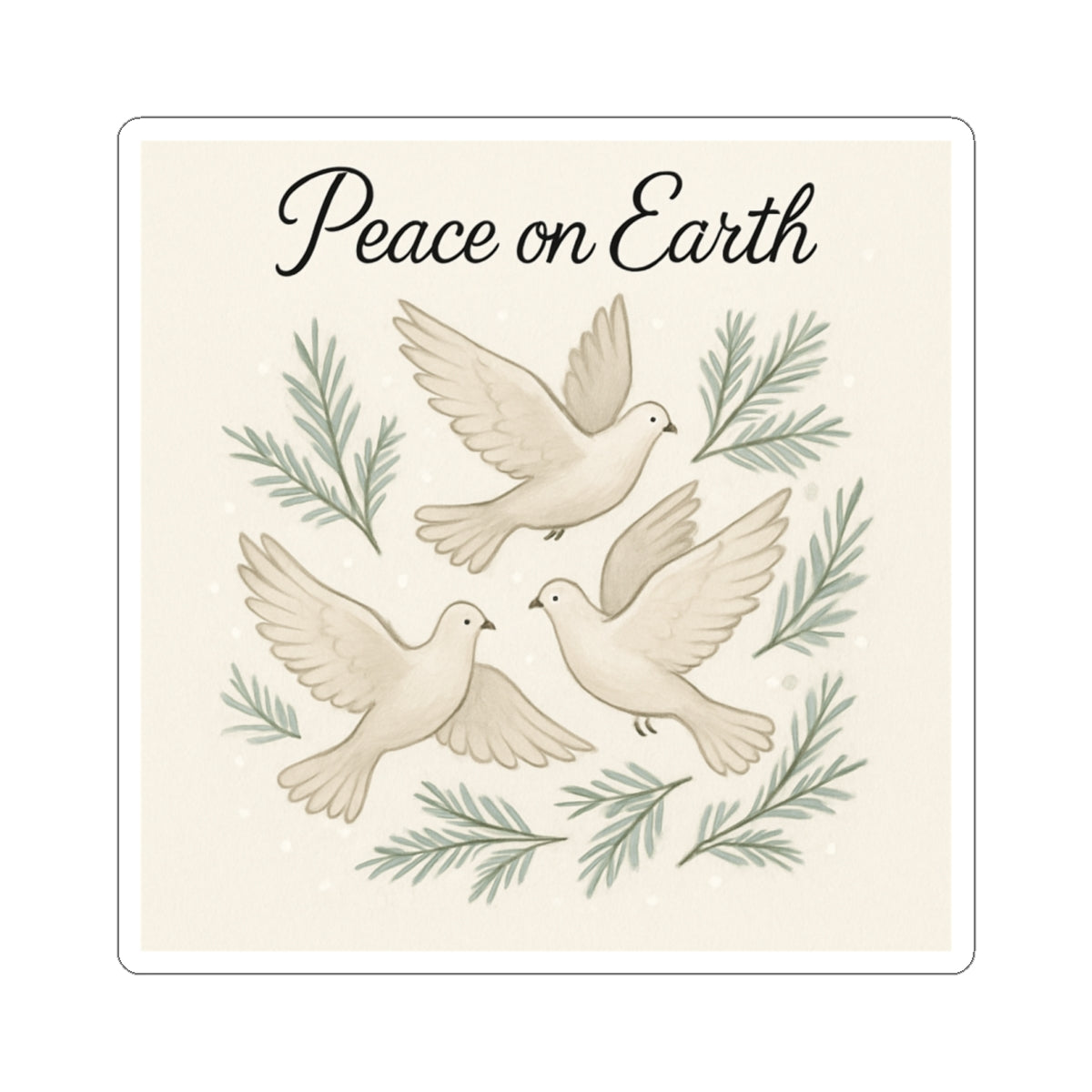 Peace on Earth Dove Sticker — Vintage Holiday Kiss-Cut Sticker