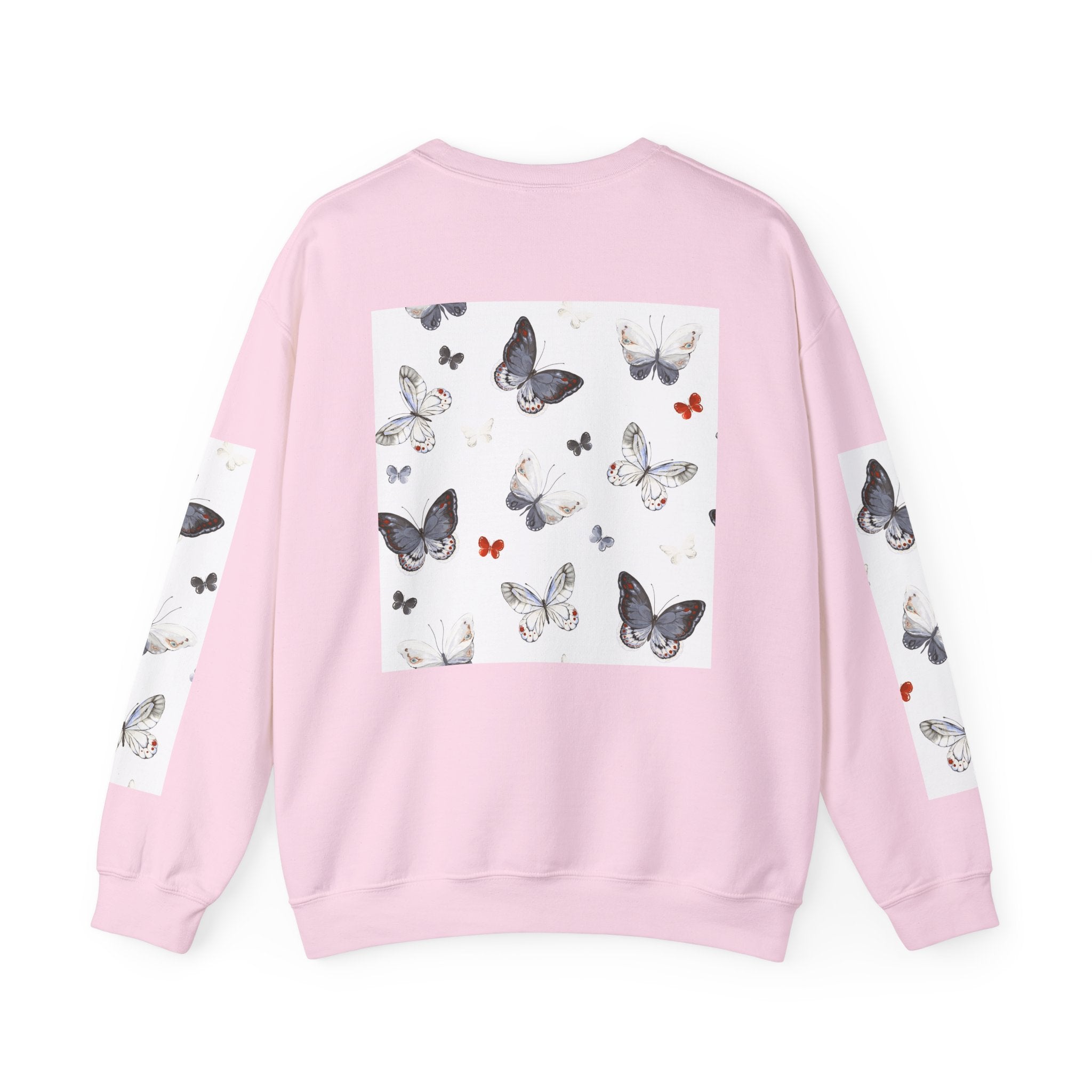Butterfly Pattern Crewneck Sweatshirt — Delicate Moth & Butterfly Graphic Pullover