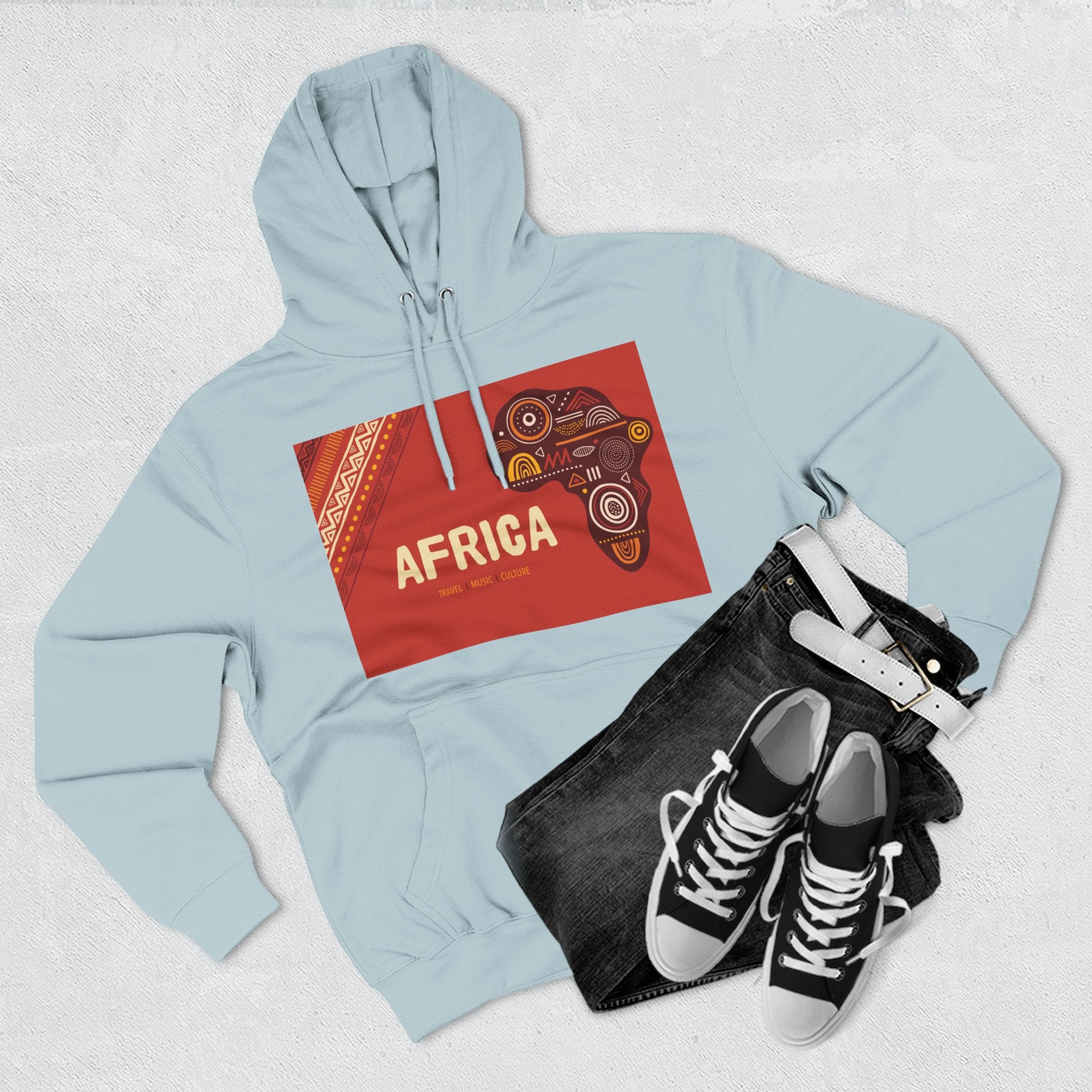 Africa Map Graphic Hoodie — African Pattern Tribal Design Fleece Pullover