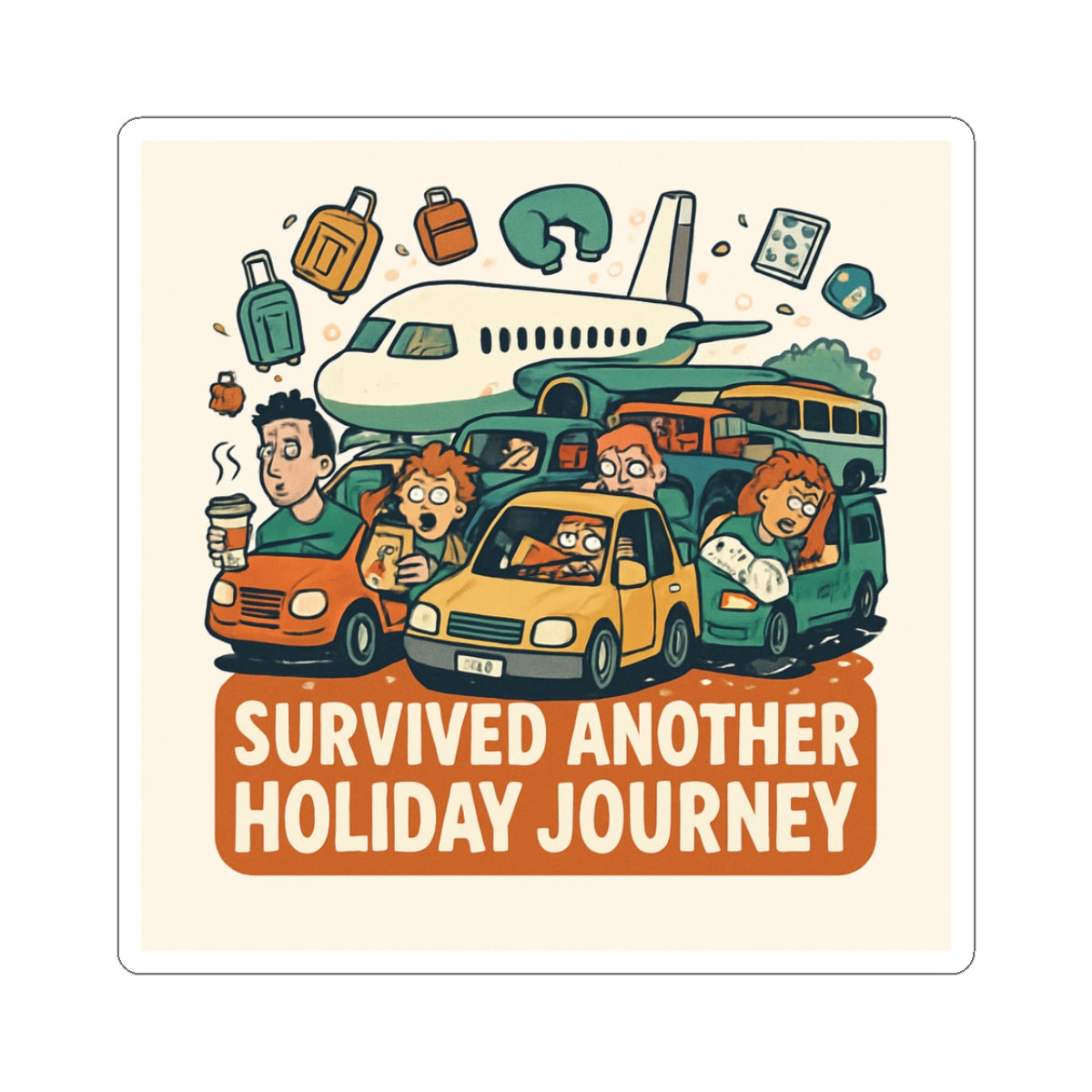 Sticker — "Survived Another Holiday Journey" Travel Sticker (Car, Plane, Family Vacation)