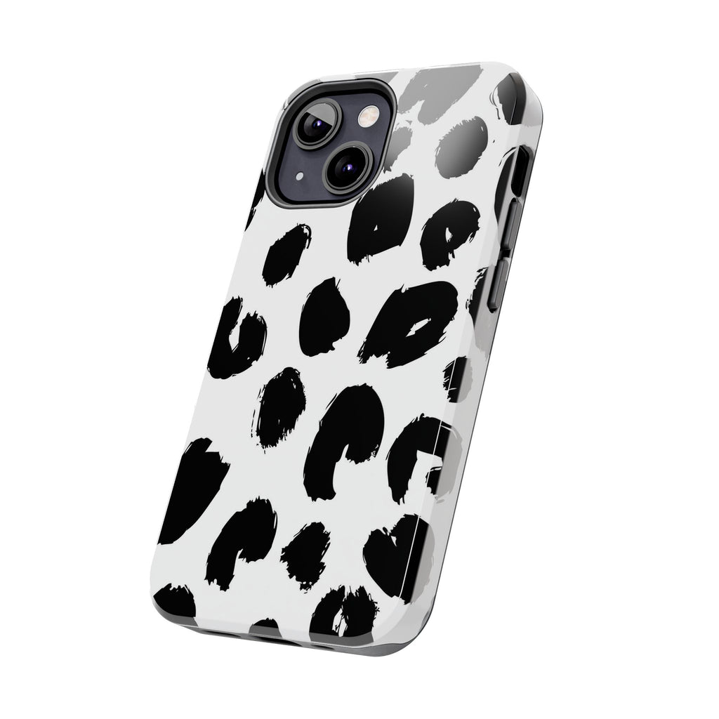 Black Brushstroke Leopard Tough Phone Case — Protective Animal Print iPhone Cover