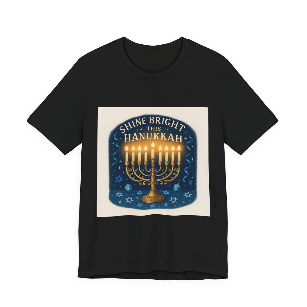 Hanukkah Menorah Tee — "Shine Bright This Hanukkah" Holiday T-Shirt
