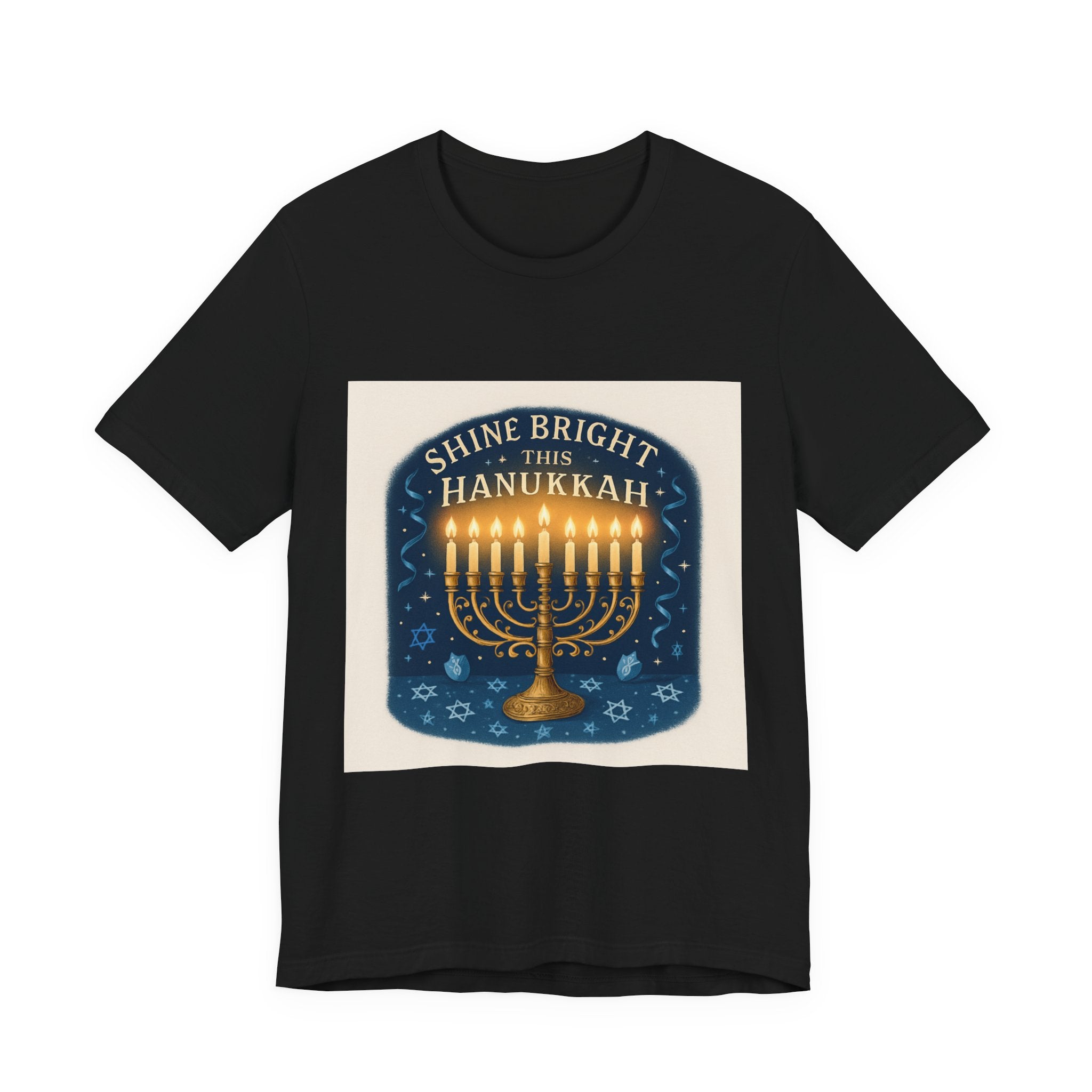 Hanukkah Menorah Tee — "Shine Bright This Hanukkah" Holiday T-Shirt