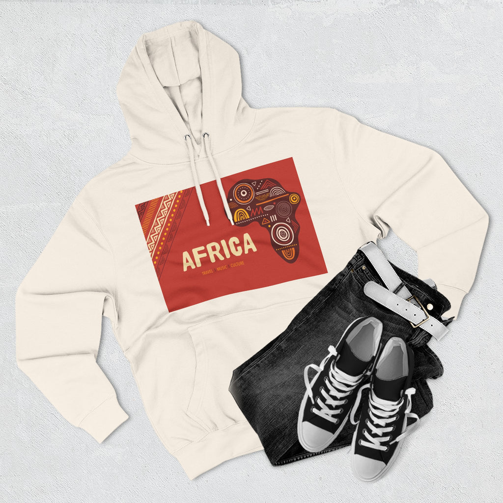 Africa Map Graphic Hoodie — African Pattern Tribal Design Fleece Pullover