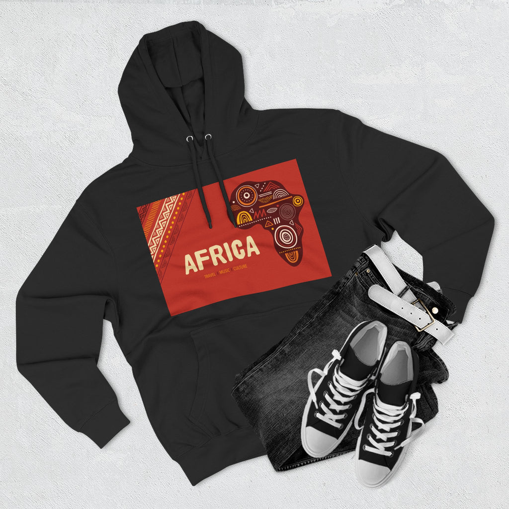 Africa Map Graphic Hoodie — African Pattern Tribal Design Fleece Pullover