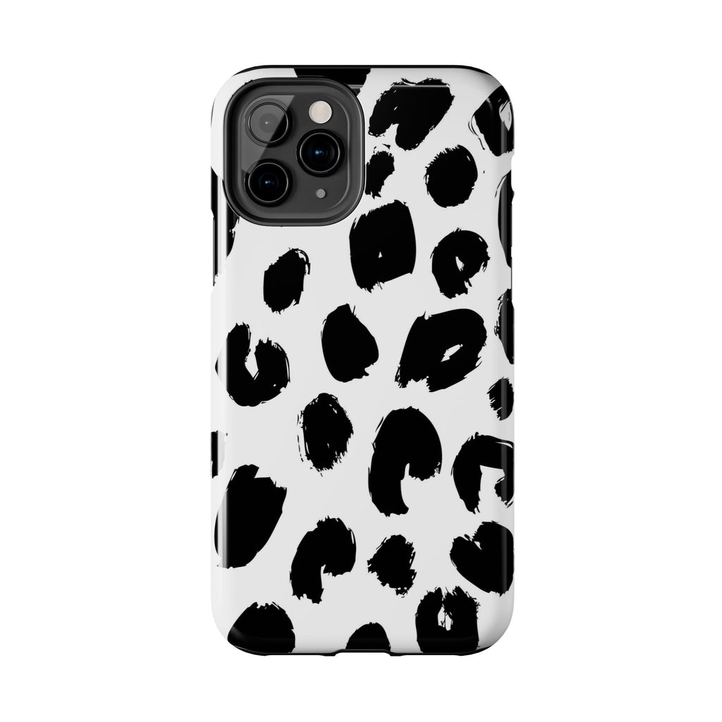 Black Brushstroke Leopard Tough Phone Case — Protective Animal Print iPhone Cover