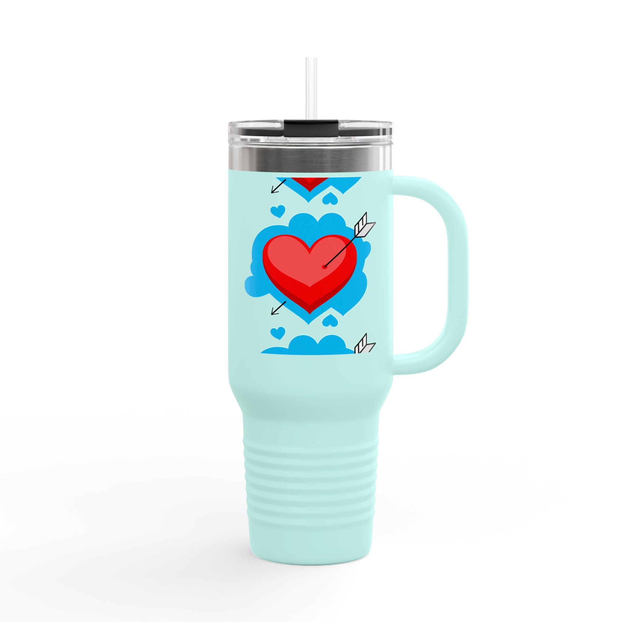 40oz Insulated Travel Mug — Arrowed Heart Love Design