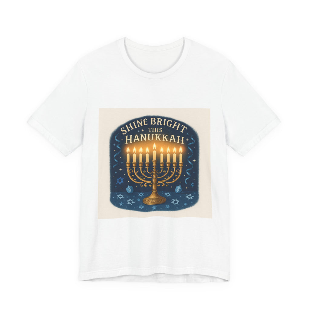 Hanukkah Menorah Tee — "Shine Bright This Hanukkah" Holiday T-Shirt