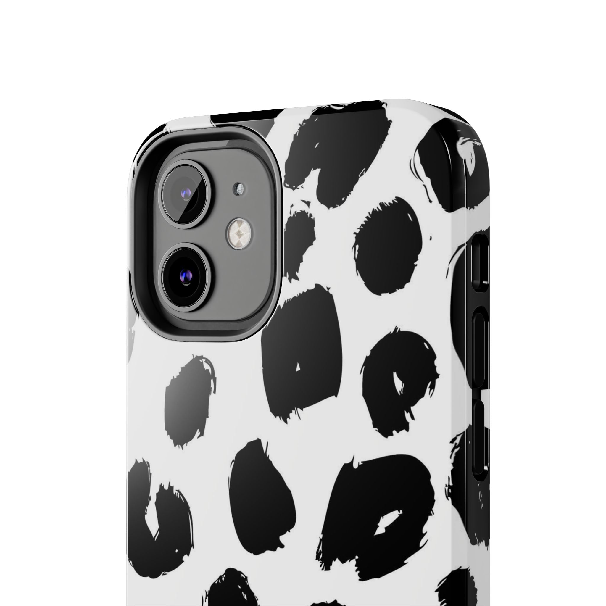 Black Brushstroke Leopard Tough Phone Case — Protective Animal Print iPhone Cover