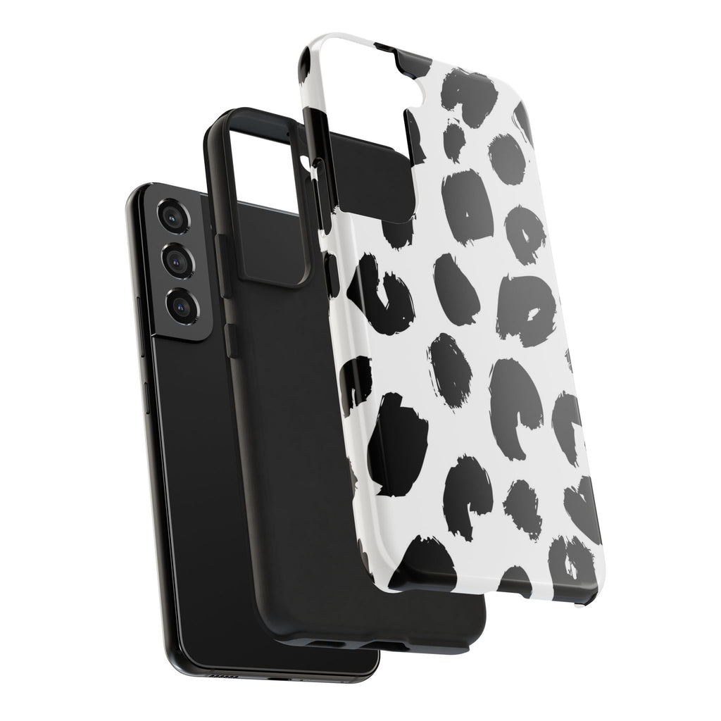 Black Brushstroke Leopard Tough Phone Case — Protective Animal Print iPhone Cover