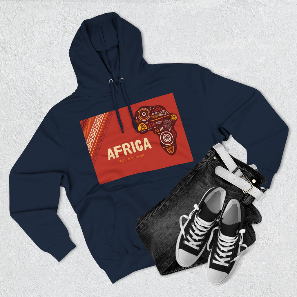 Africa Map Graphic Hoodie — African Pattern Tribal Design Fleece Pullover