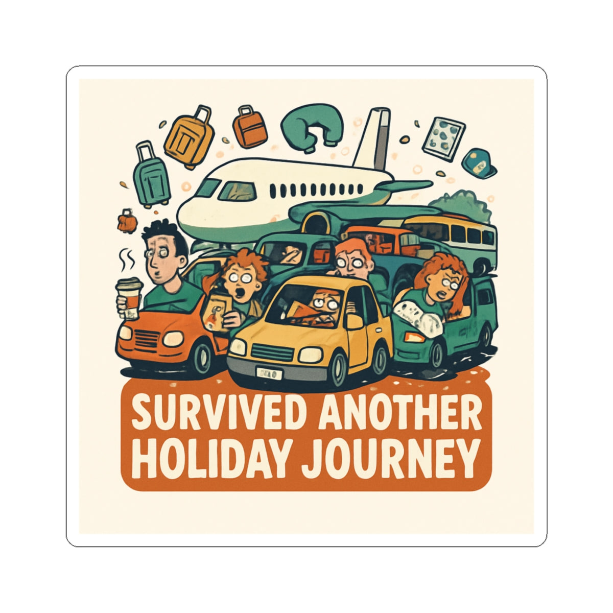 Sticker — "Survived Another Holiday Journey" Travel Sticker (Car, Plane, Family Vacation)