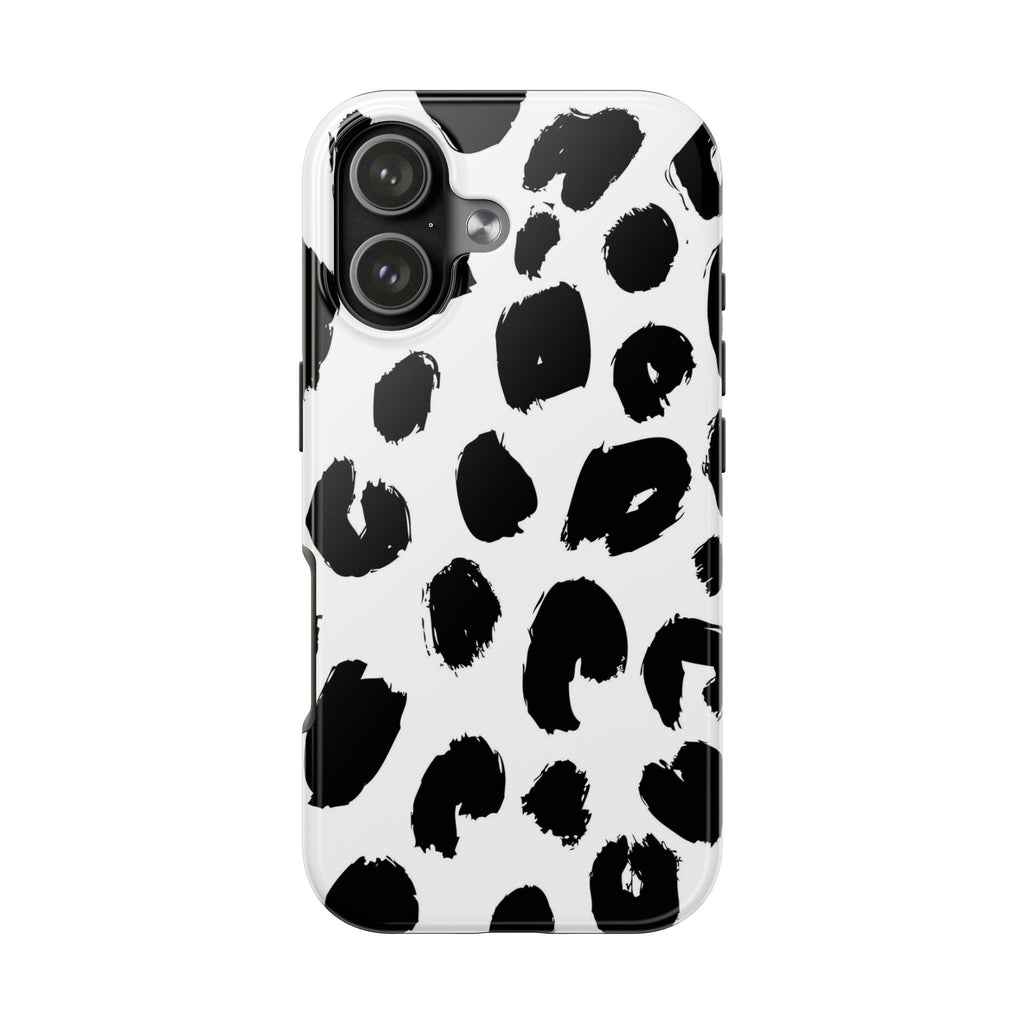 Black Brushstroke Leopard Tough Phone Case — Protective Animal Print iPhone Cover