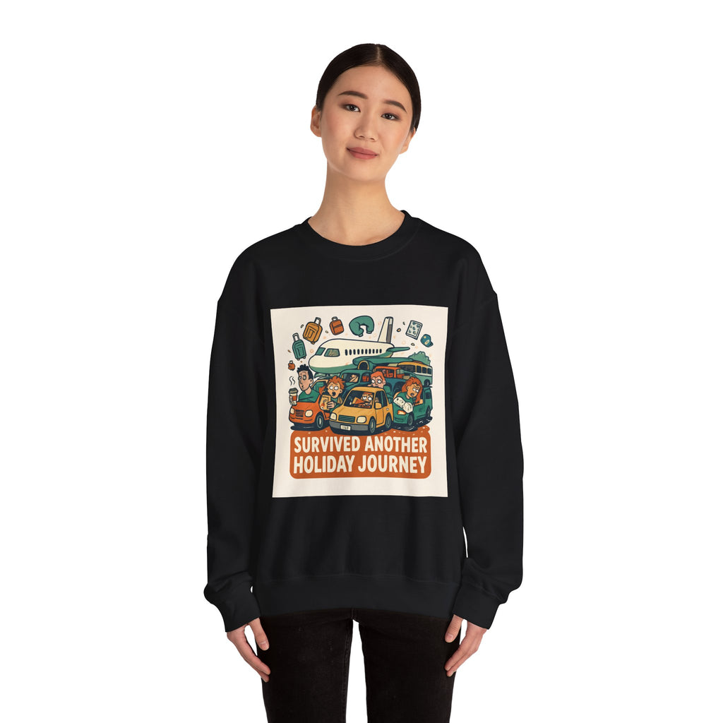 Holiday Road Trip Sweatshirt — "Survived Another Holiday Journey" Cozy Crewneck