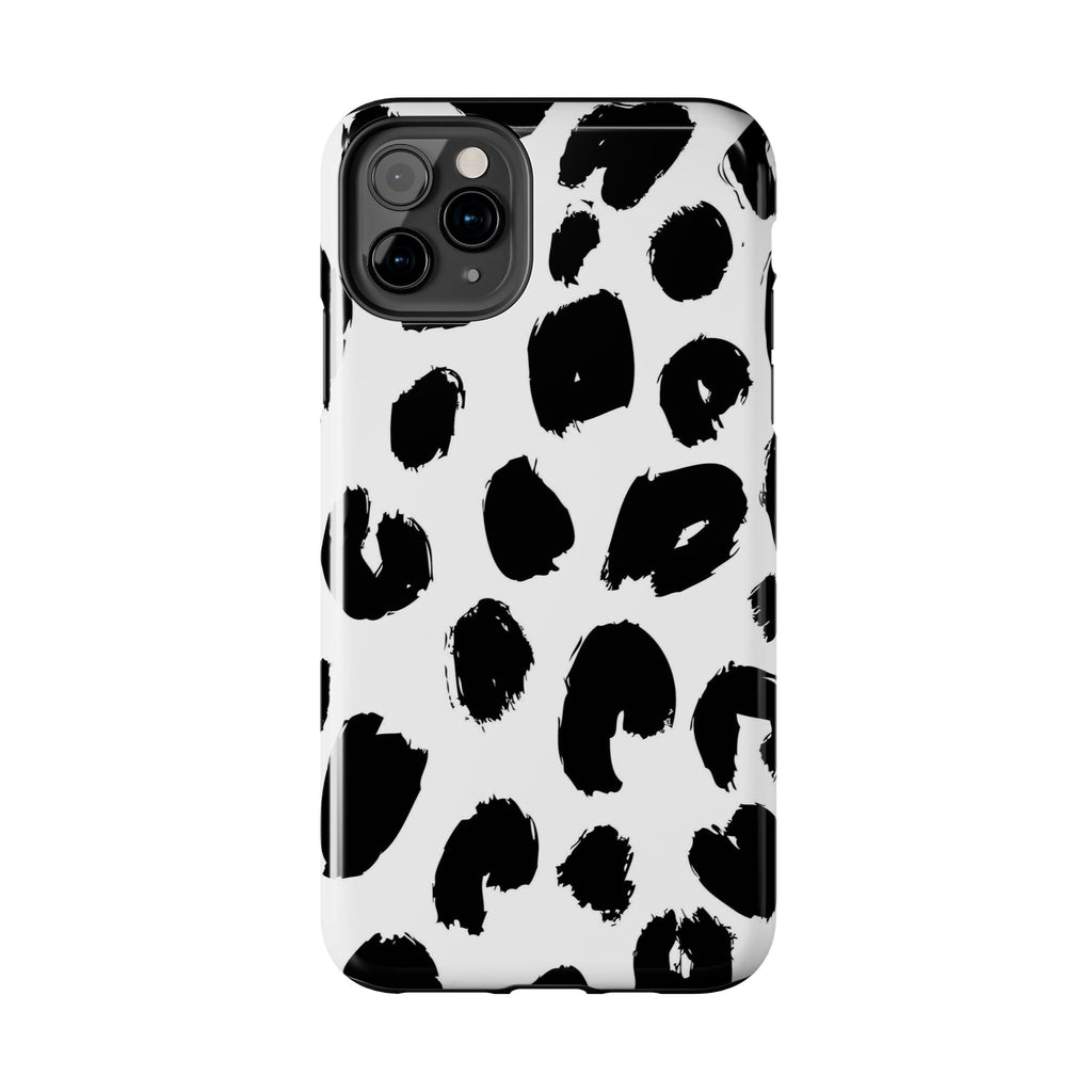 Black Brushstroke Leopard Tough Phone Case — Protective Animal Print iPhone Cover