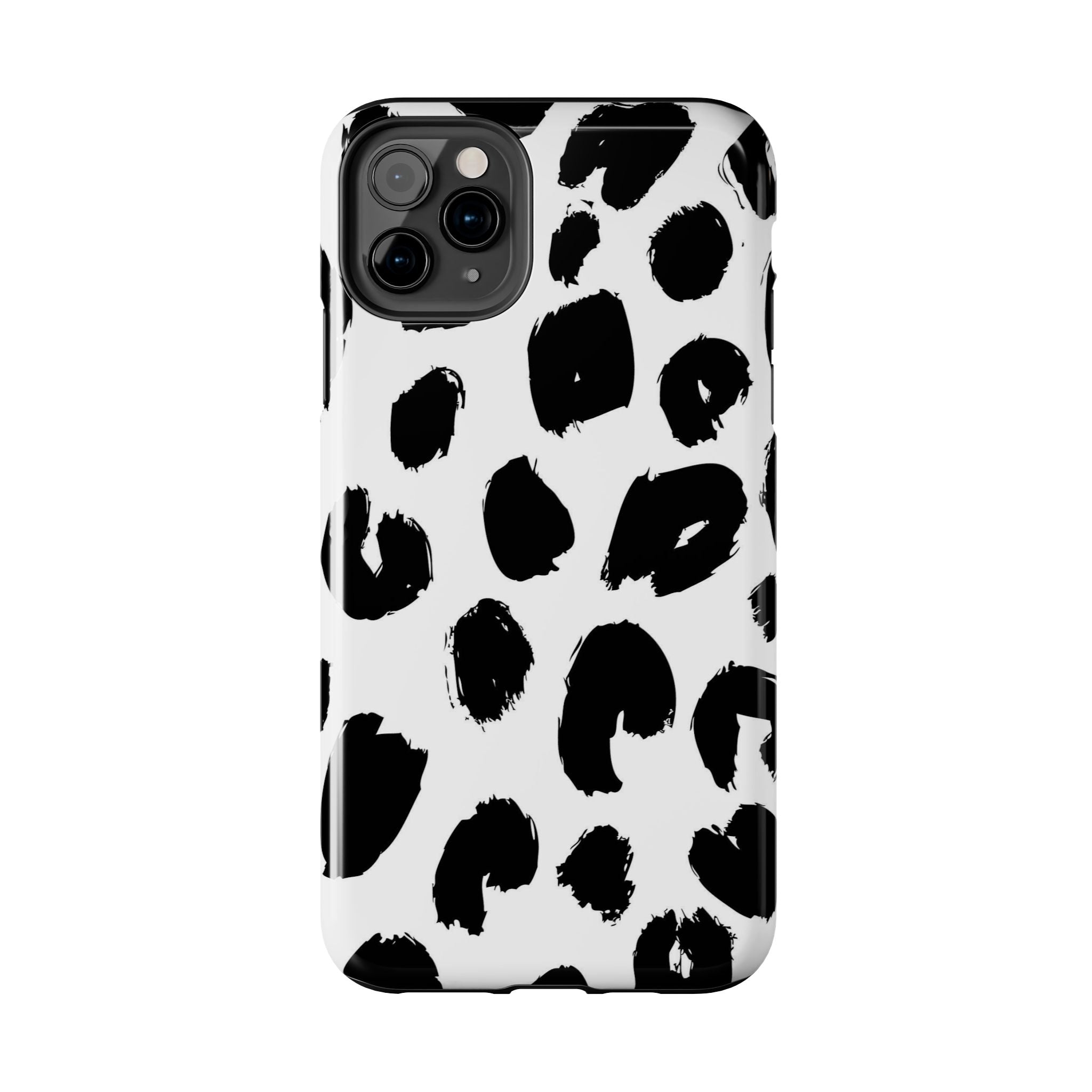 Black Brushstroke Leopard Tough Phone Case — Protective Animal Print iPhone Cover
