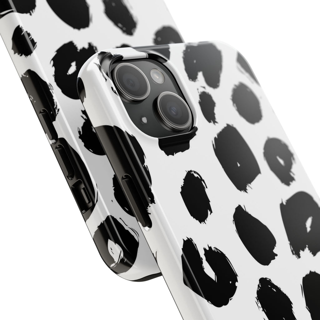 Black Brushstroke Leopard Tough Phone Case — Protective Animal Print iPhone Cover