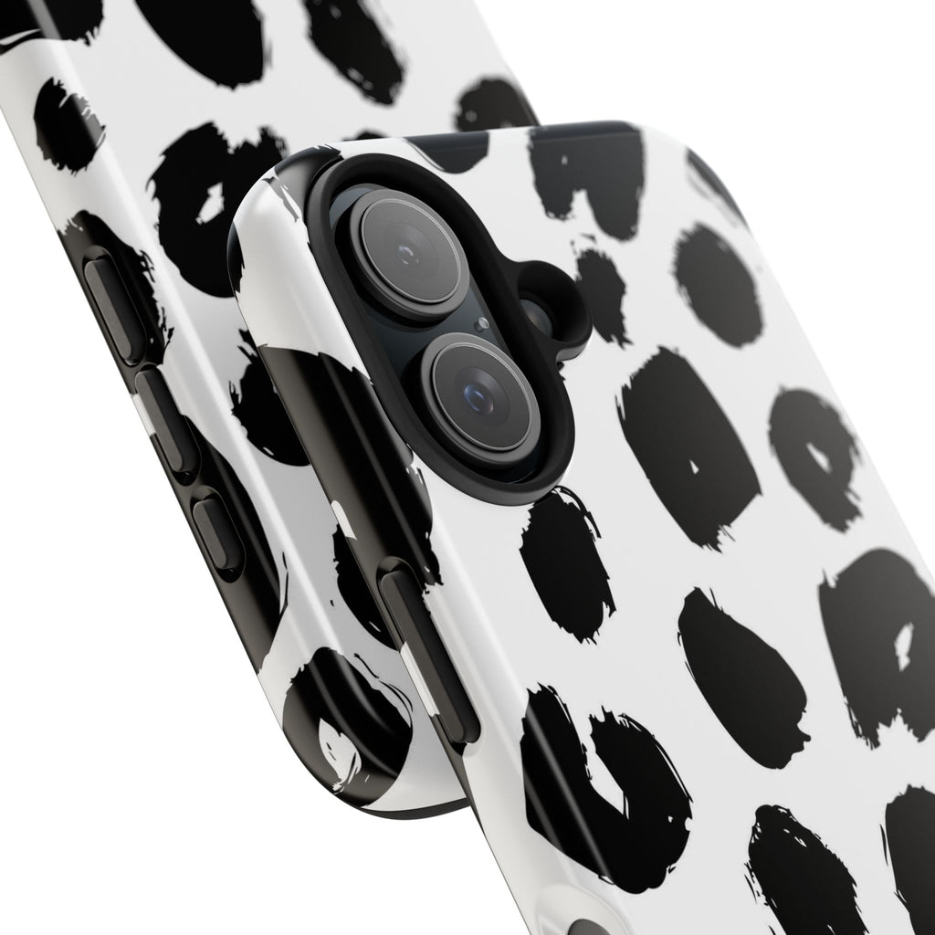 Black Brushstroke Leopard Tough Phone Case — Protective Animal Print iPhone Cover