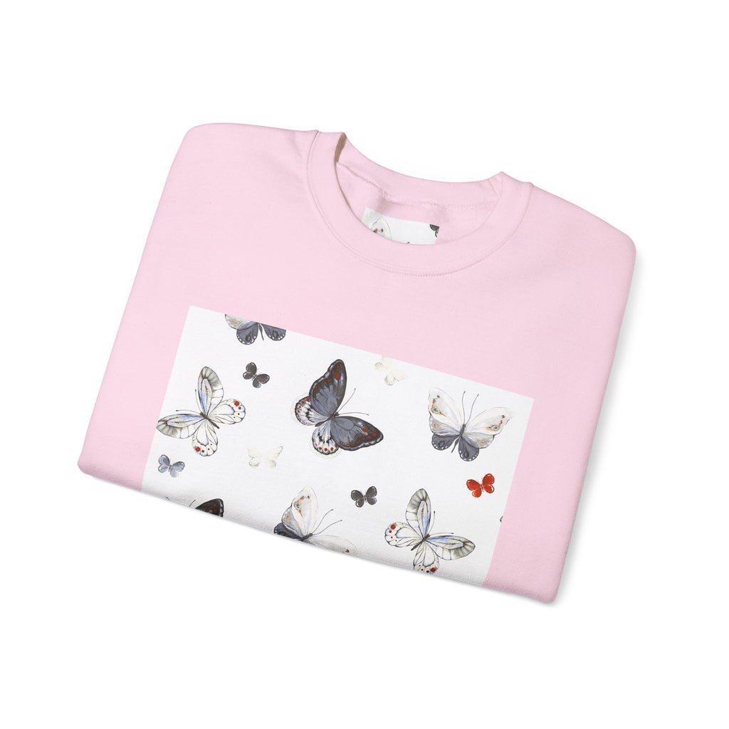 Butterfly Pattern Crewneck Sweatshirt — Delicate Moth & Butterfly Graphic Pullover