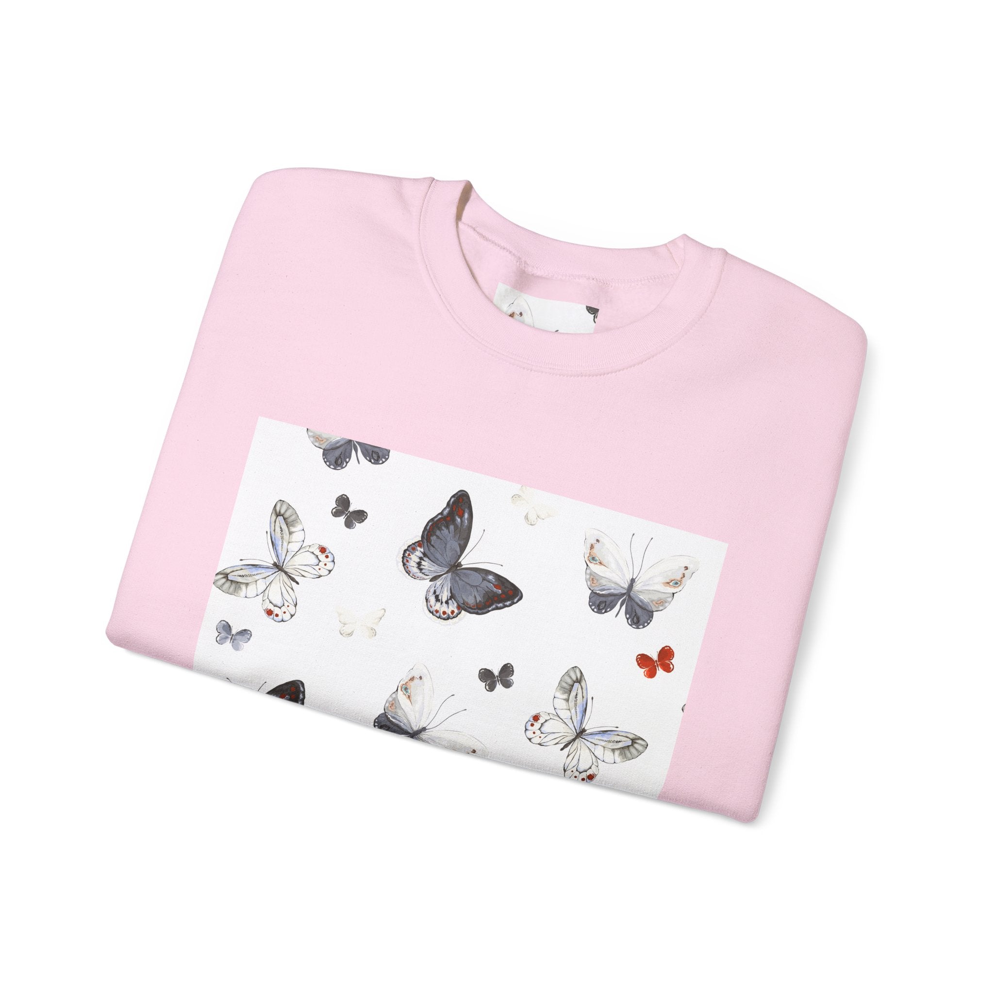 Butterfly Pattern Crewneck Sweatshirt — Delicate Moth & Butterfly Graphic Pullover