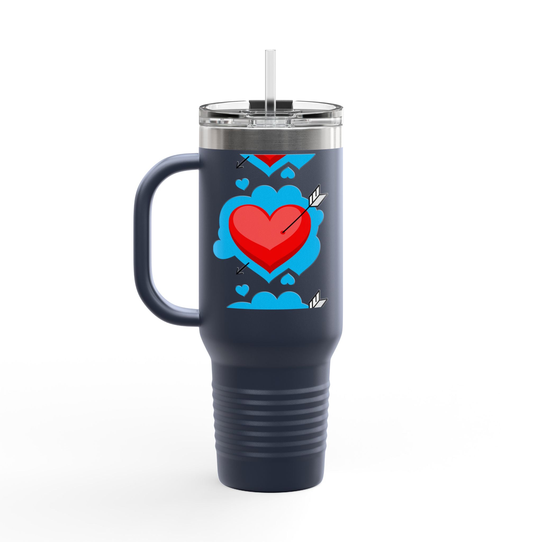 40oz Insulated Travel Mug — Arrowed Heart Love Design