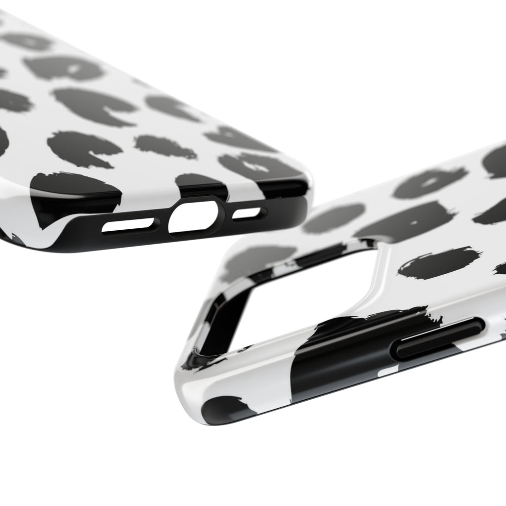 Black Brushstroke Leopard Tough Phone Case — Protective Animal Print iPhone Cover