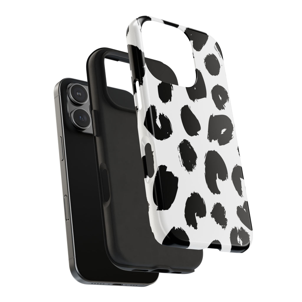 Black Brushstroke Leopard Tough Phone Case — Protective Animal Print iPhone Cover